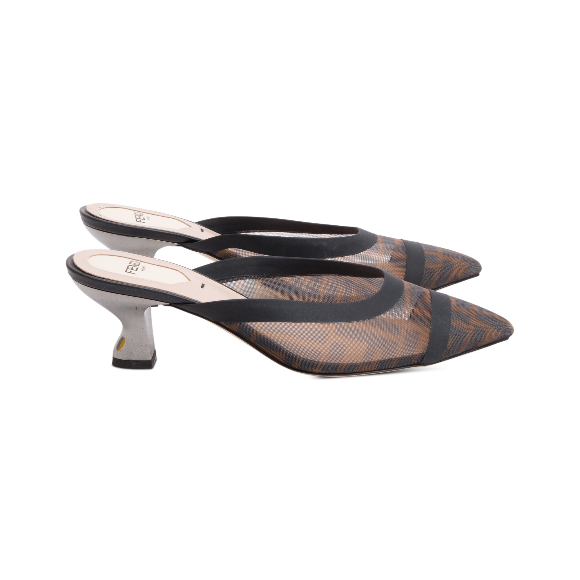 Fendi Black FF Zucca Colibri Mesh Pumps, Size 37 w/ Box