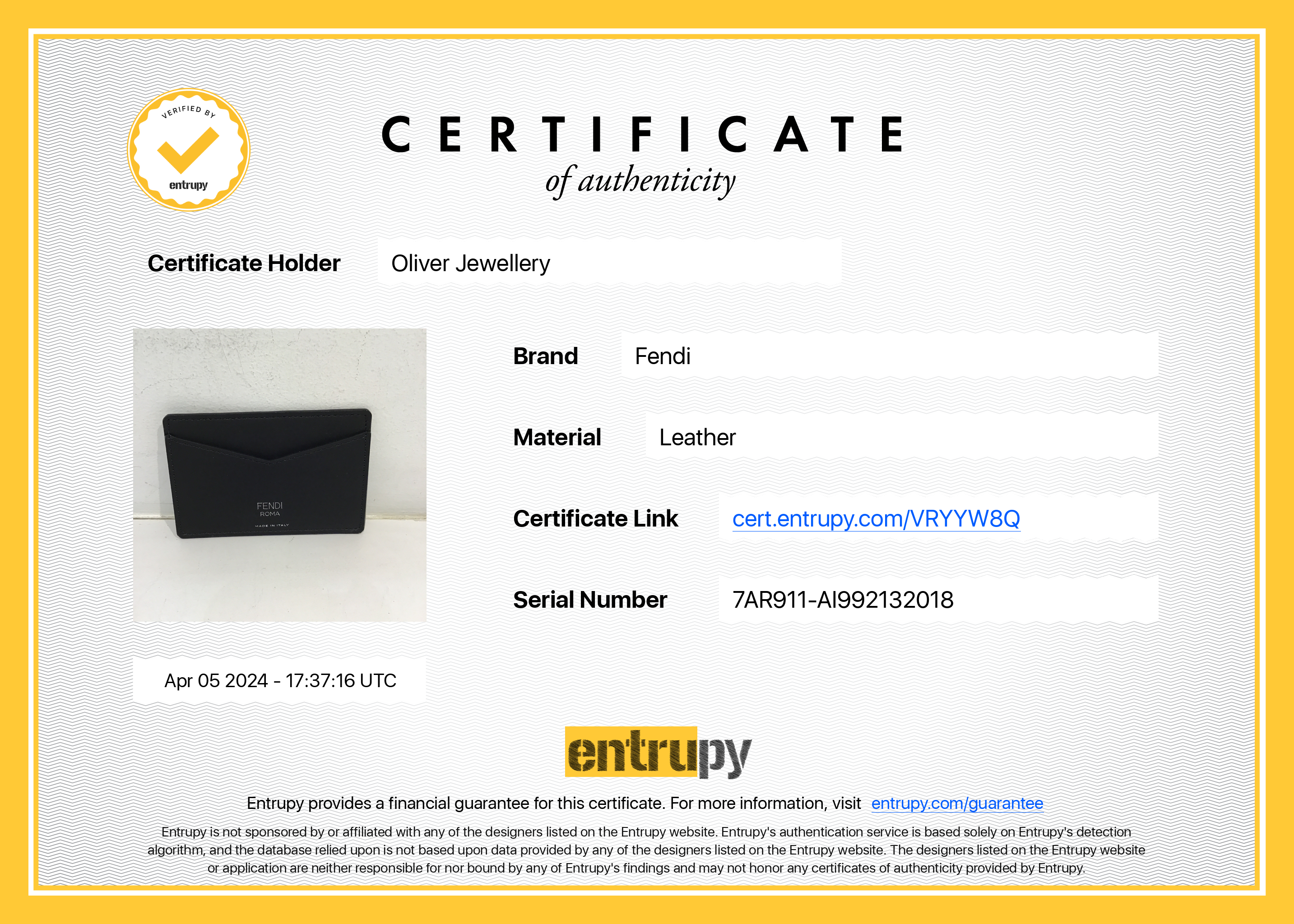 Fendi Black Leather FF Zucca Canvas Card Case w/ Box