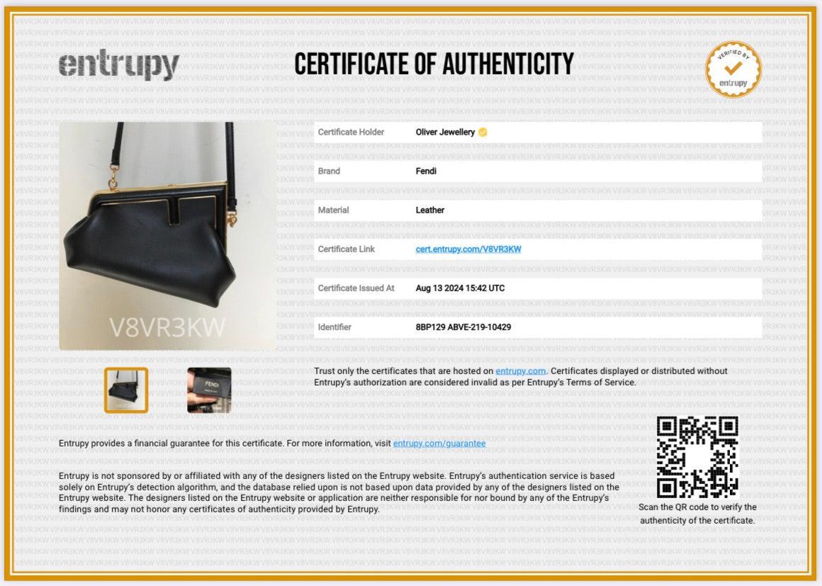 Fendi Black Nappa Leather Small Fendi First Bag w/ Strap