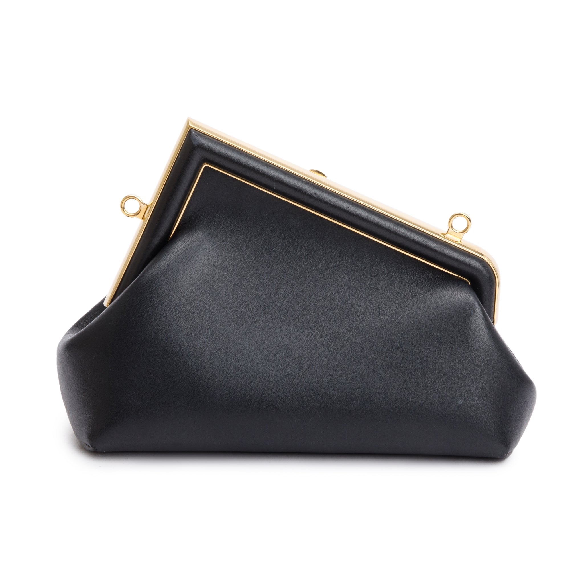 Fendi Black Nappa Leather Small Fendi First Bag w/ Strap