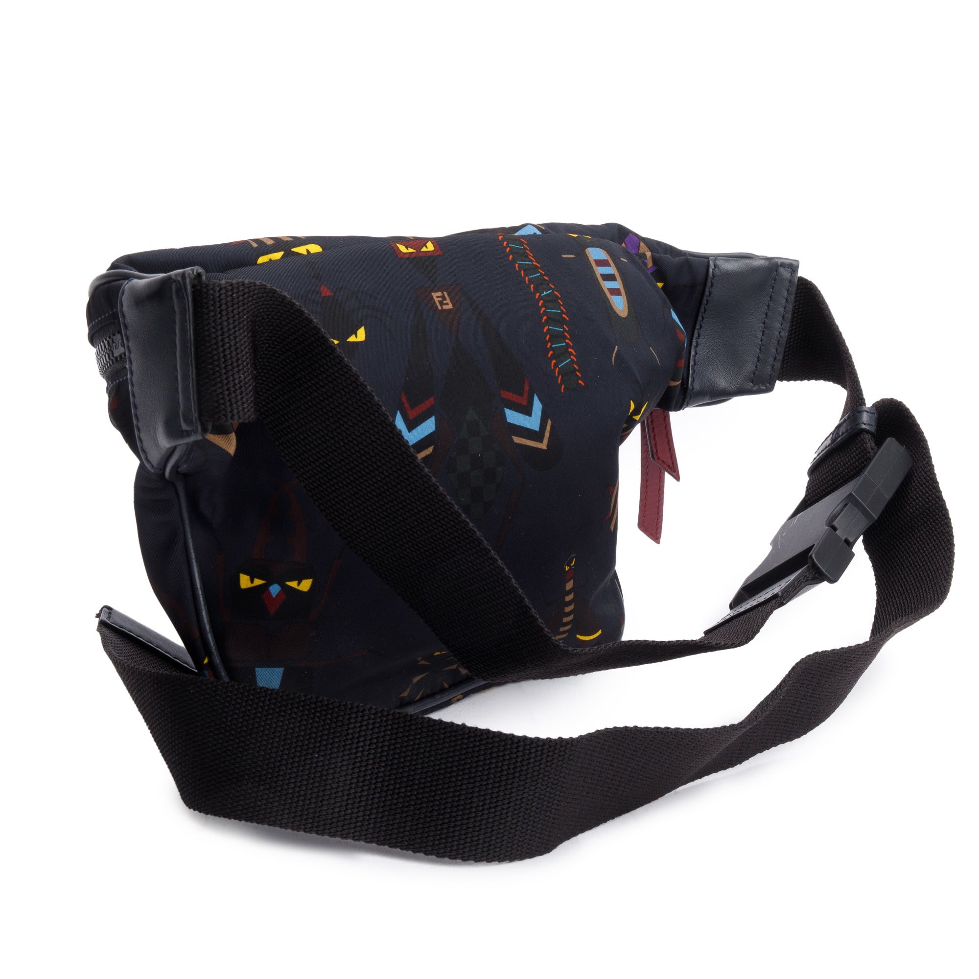 Fendi Black Nylon Bugs Motif Belt Bag