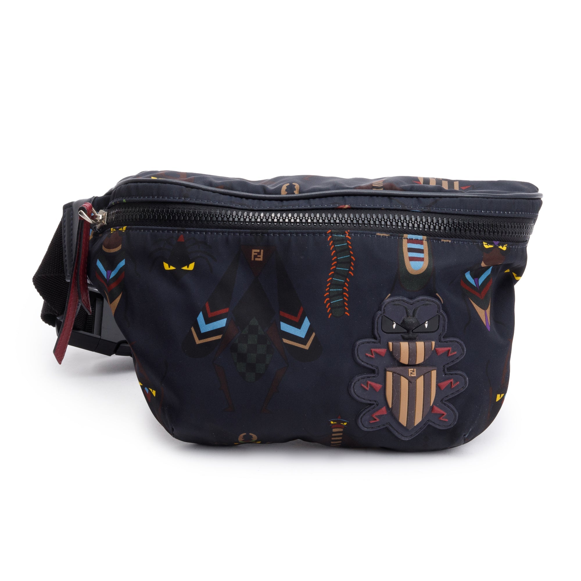 Fendi Black Nylon Bugs Motif Belt Bag