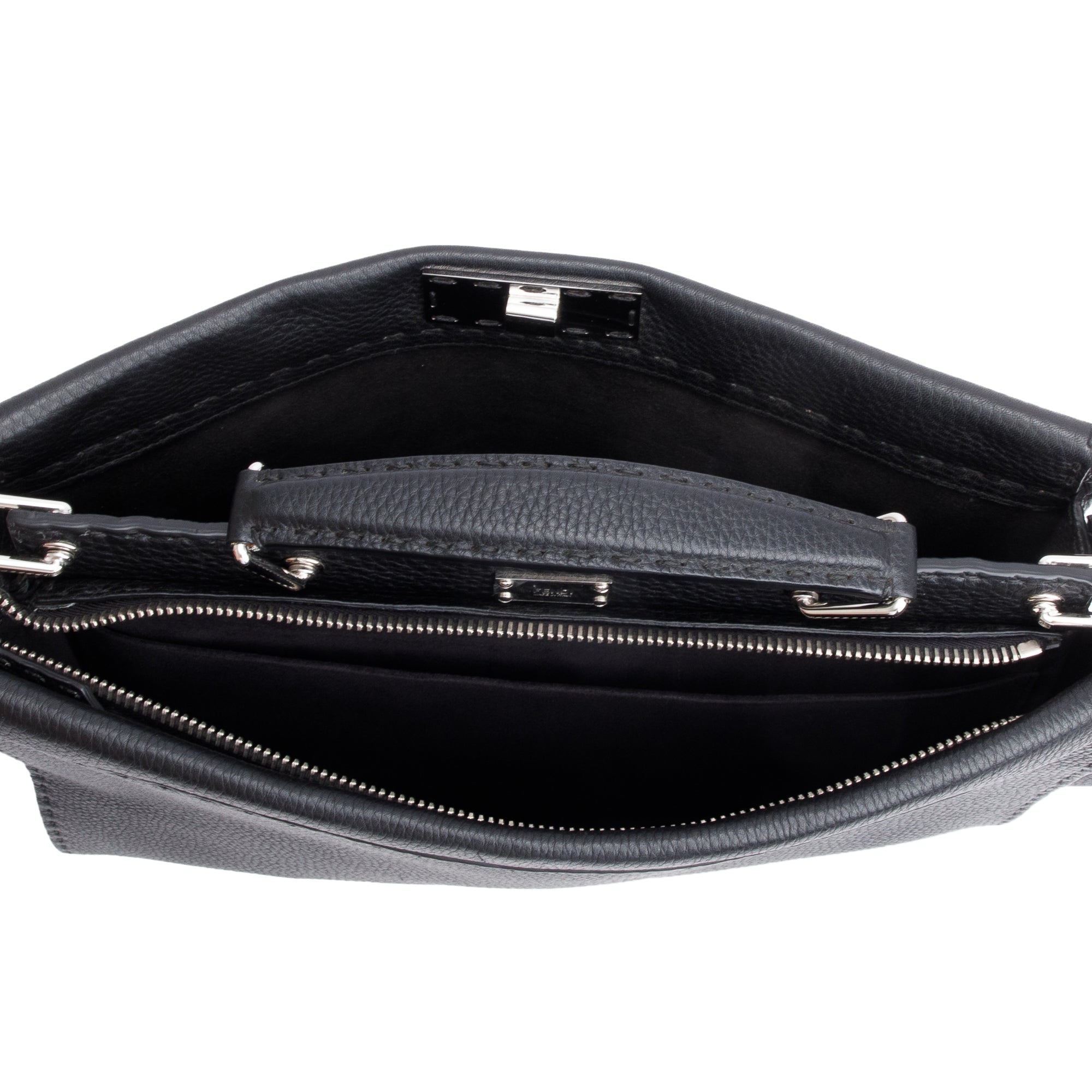 Fendi Black Selleria Leather Monster Peekaboo ISeeU Medium Briefcase w/ Strap