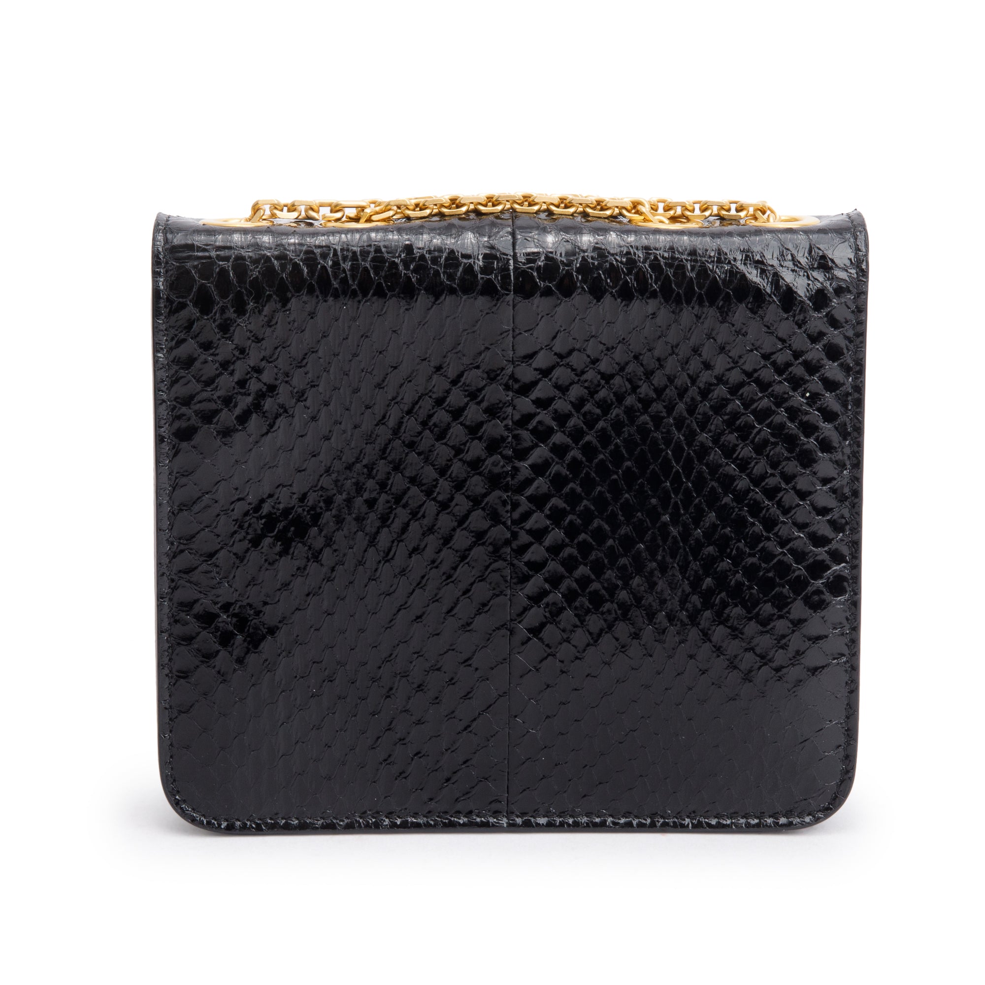 Fendi Black Snakeskin Fab Crossbody Bag