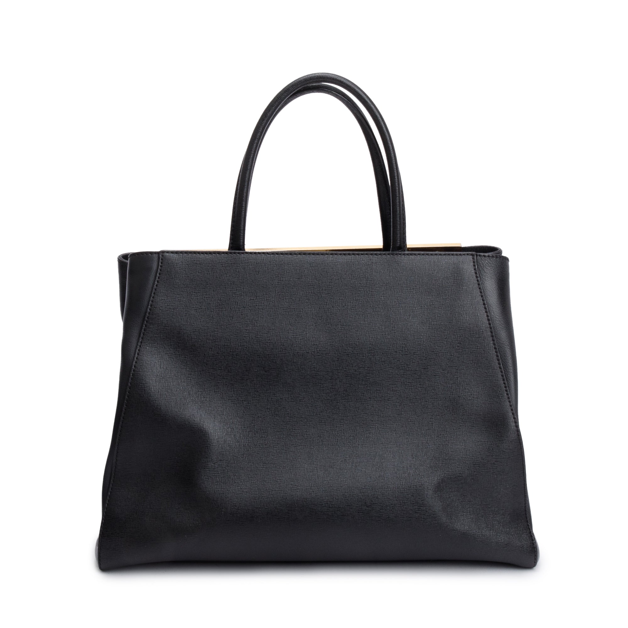 Fendi Black Vitello Elite Leather Medium 2Jours Tote w/ Strap