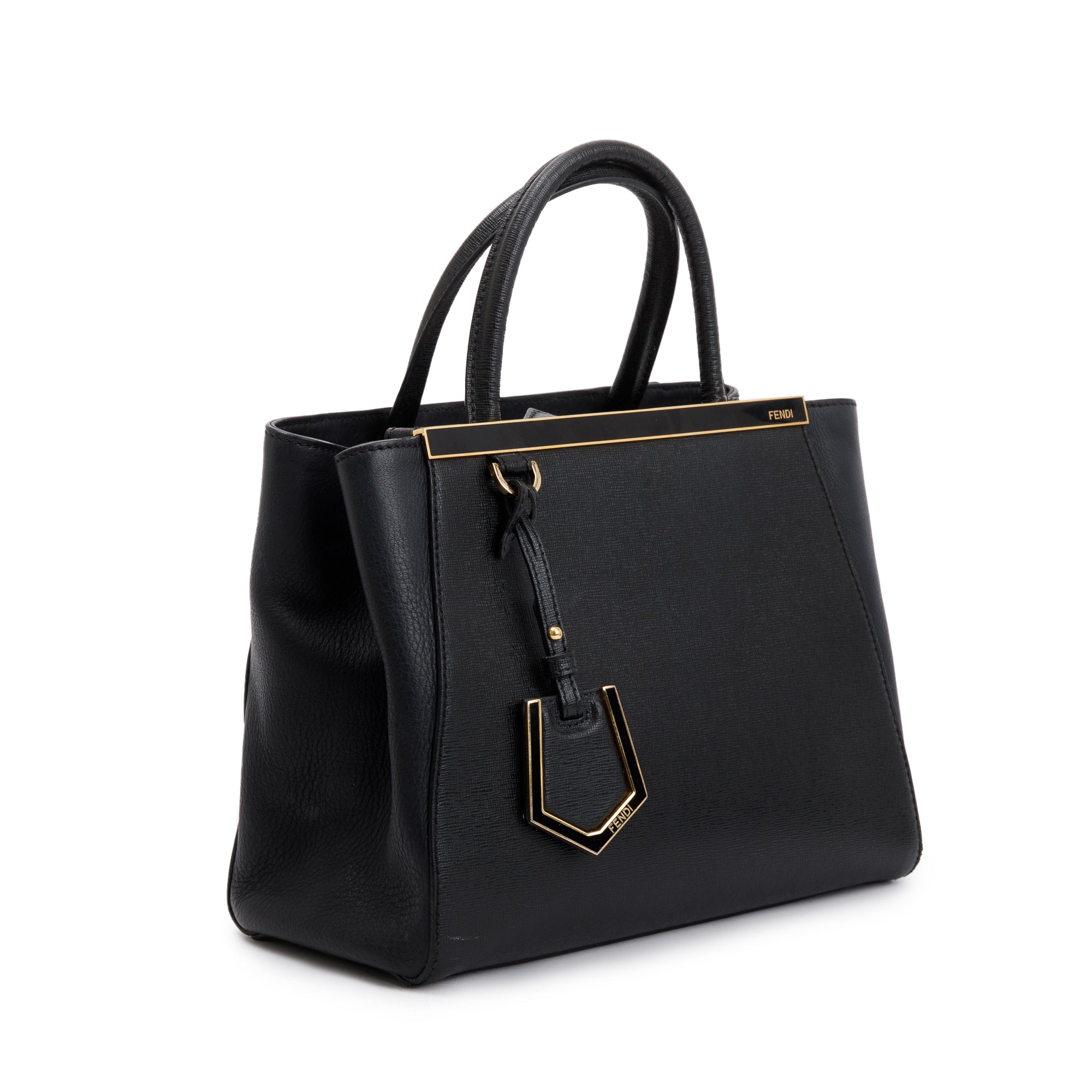 Fendi Black Vitello Elite Leather Petite 2Jours Tote w/ Strap