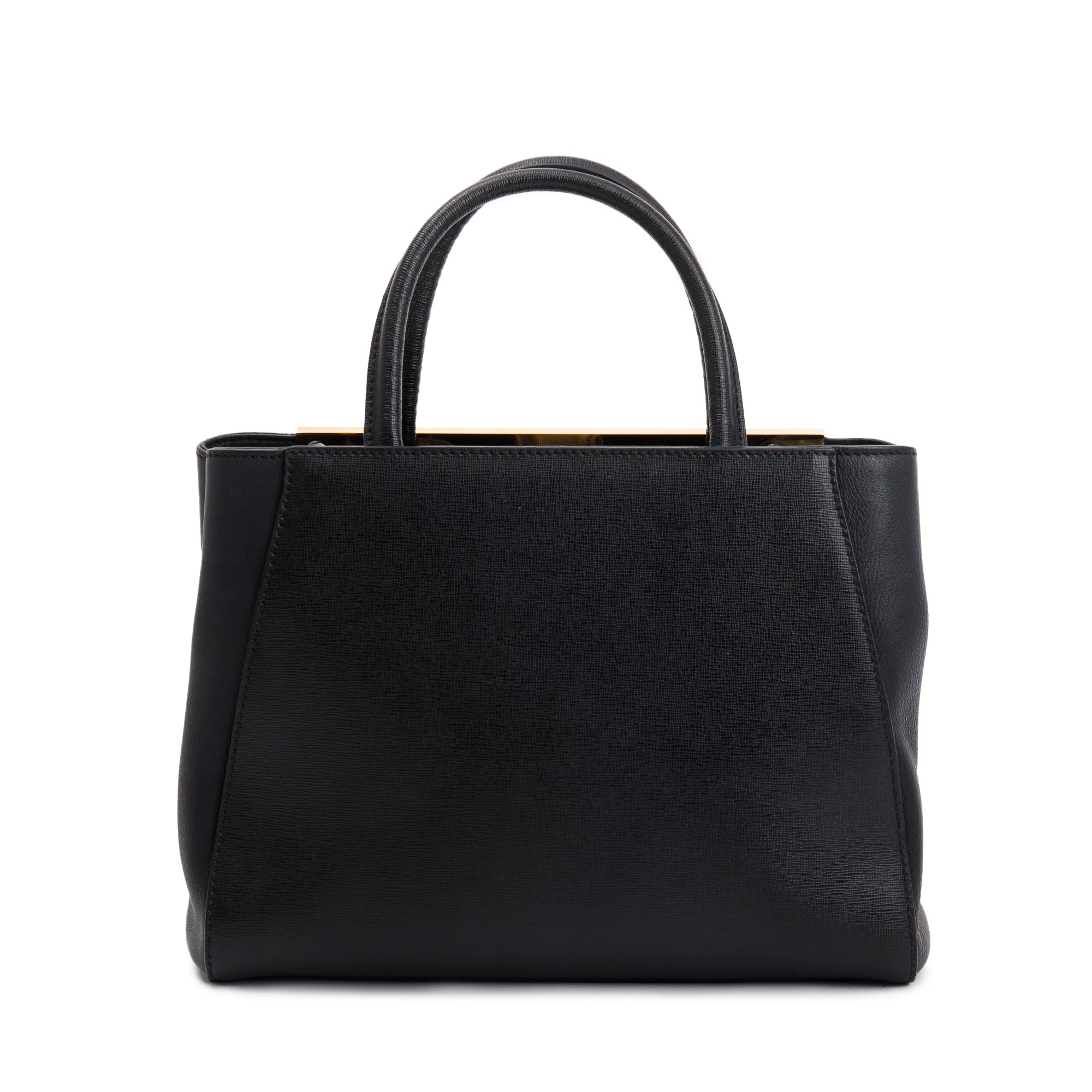 Fendi Black Vitello Elite Leather Petite 2Jours Tote w/ Strap