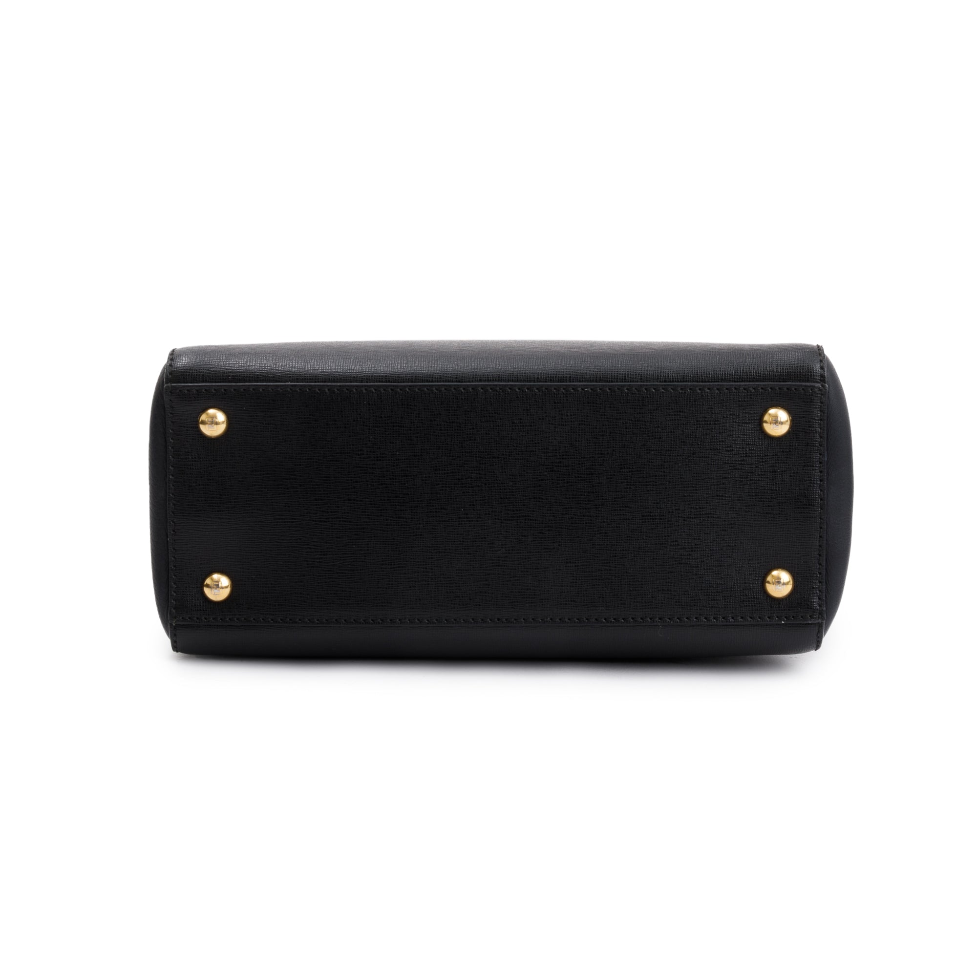 Fendi Black Vitello Elite Leather Petite 2Jours Tote w/ Strap