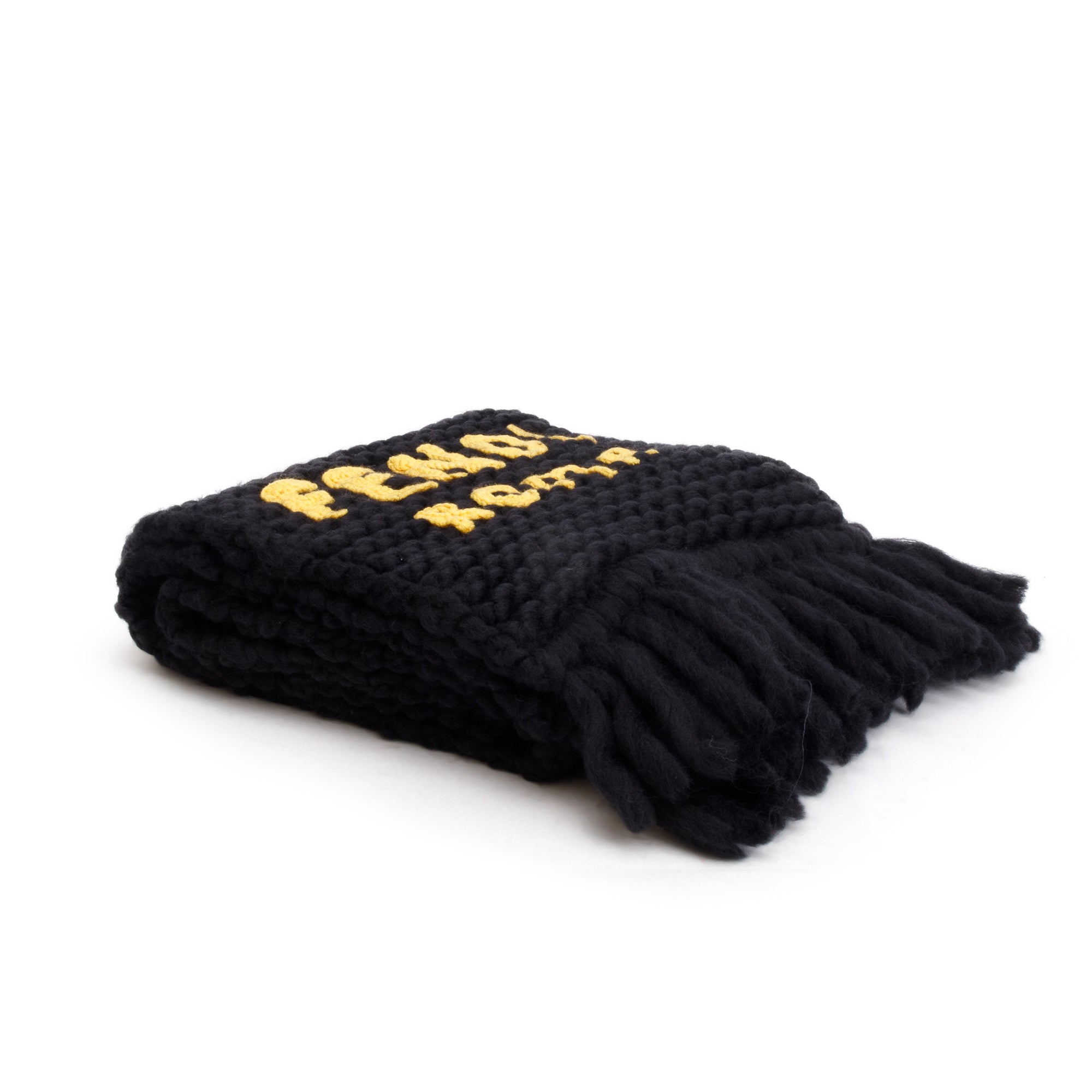 Fendi Black Wool Fendi Roma Logo Scarf w/ Box