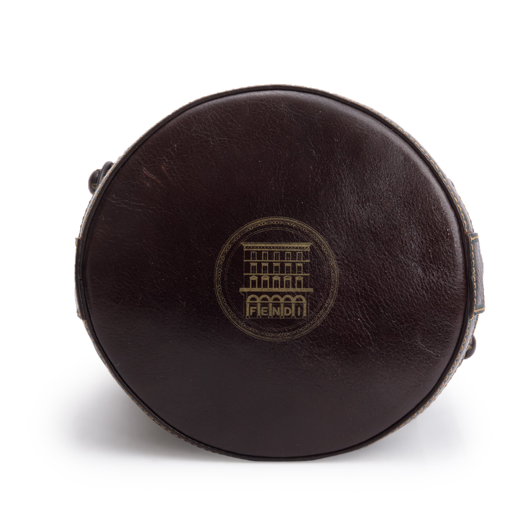 Fendi Black/Brown Calfskin Leather Small Palazzo Drawstring Bucket Bag