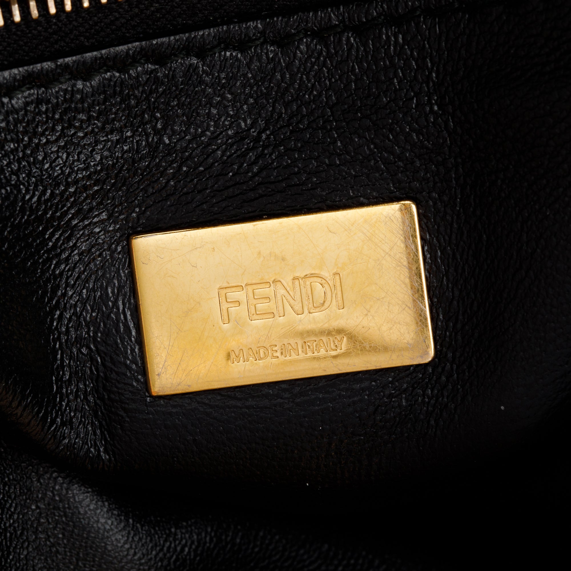 Fendi Black/Brown Shearling Nappa Macro FF 1974 Mini Peekaboo Bag w/ Box