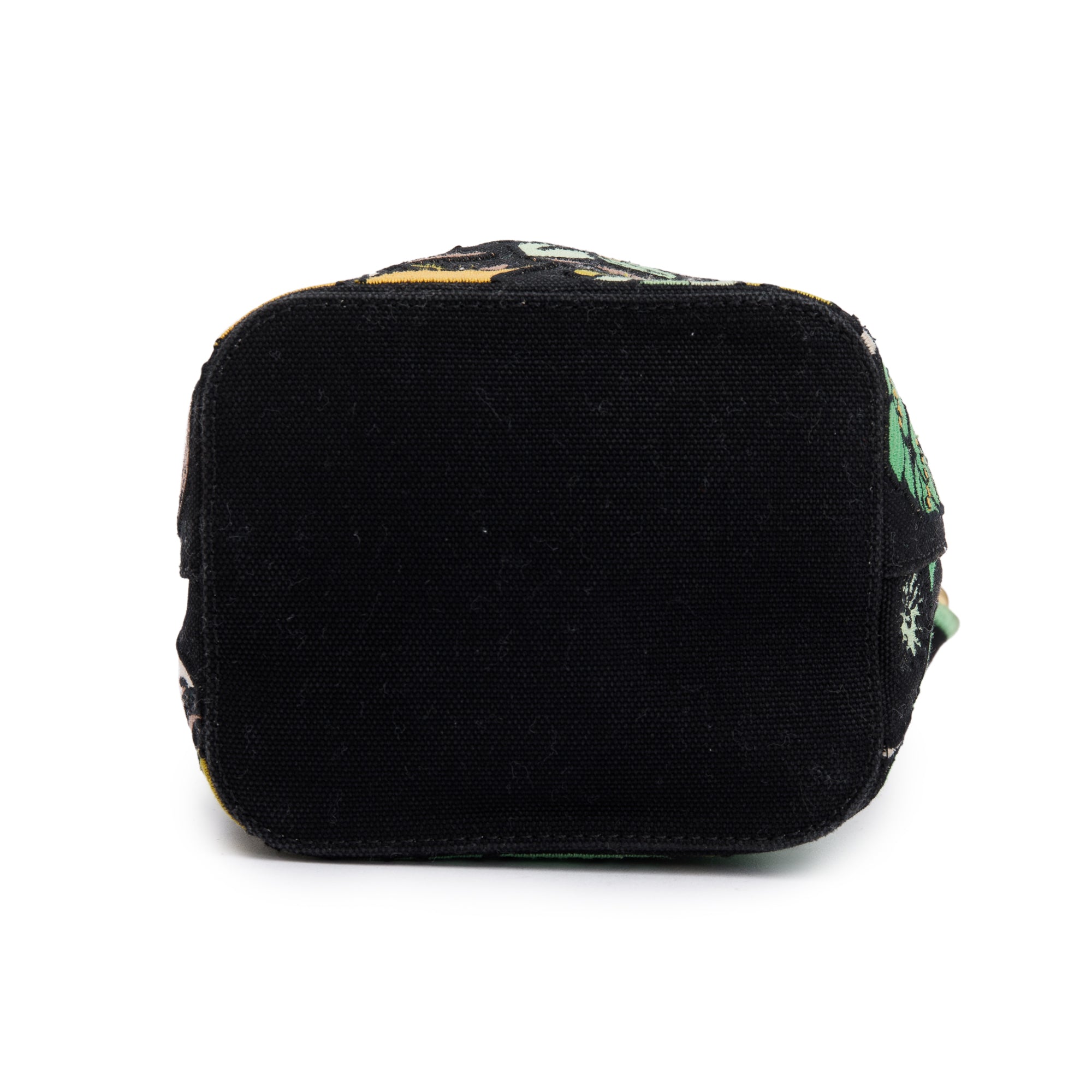 Fendi Black/Green Floral Embroidered Canvas Psychedelic Mini Mon Tresor Bucket Bag w/ Strap