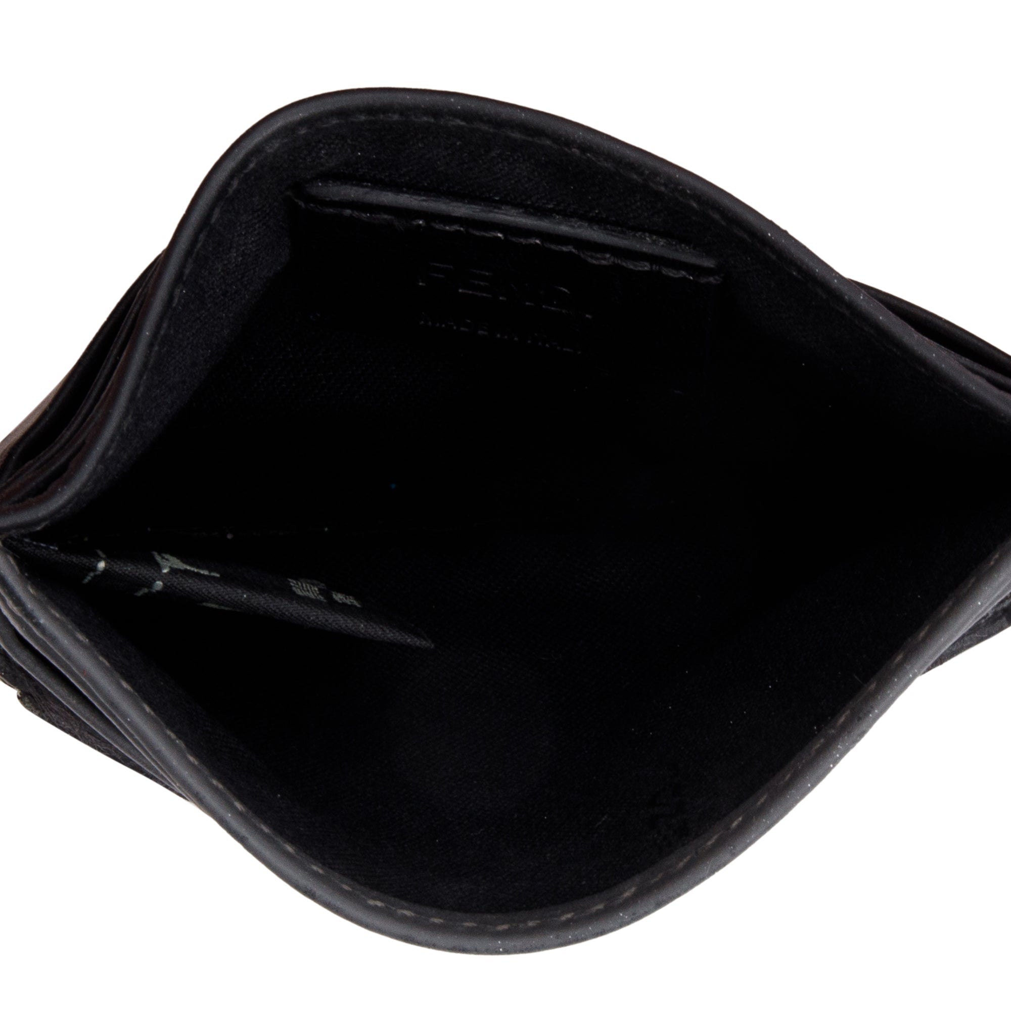 Fendi Black/Grey Leather Monster Motif Card Case