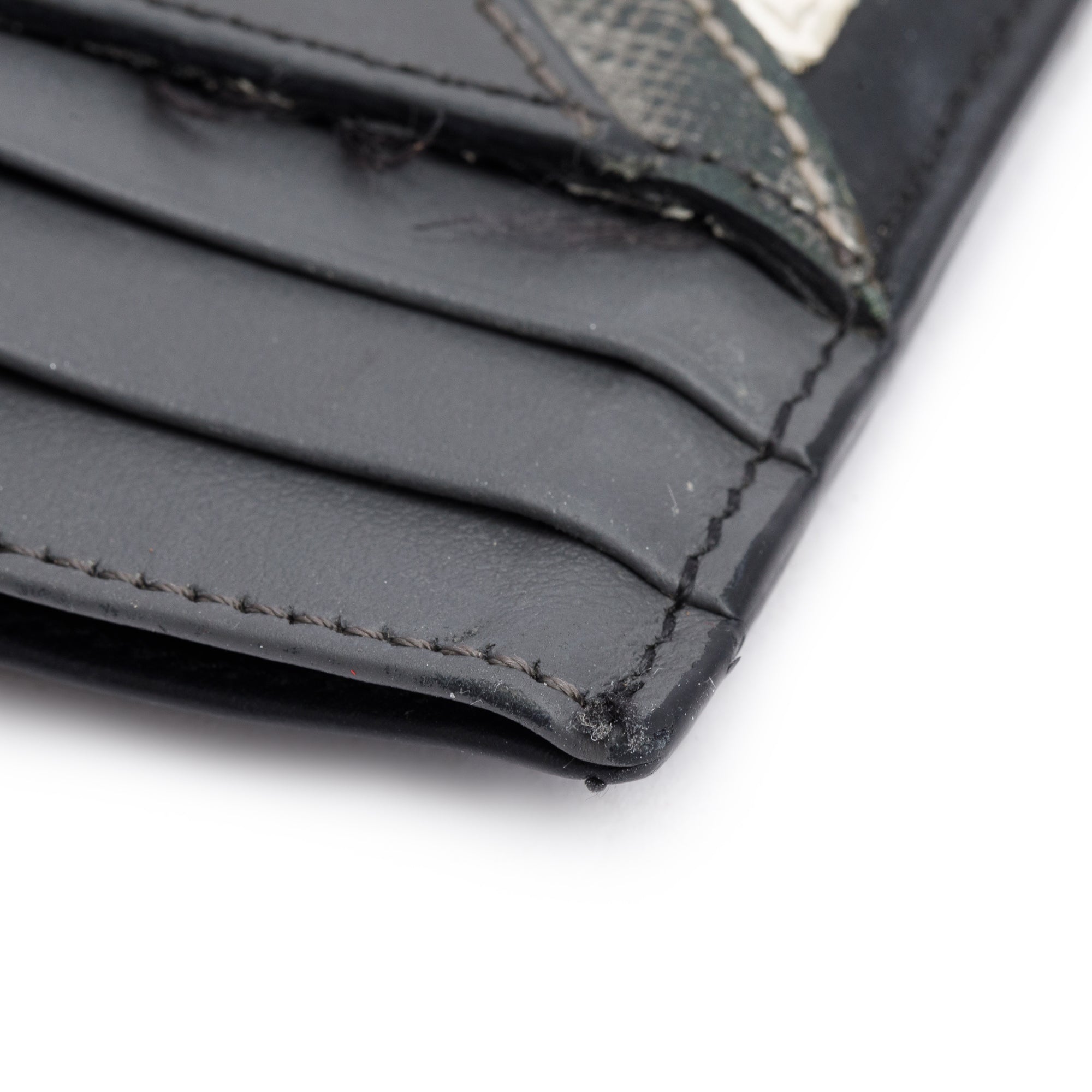 Fendi Black/Grey Leather Monster Motif Card Case