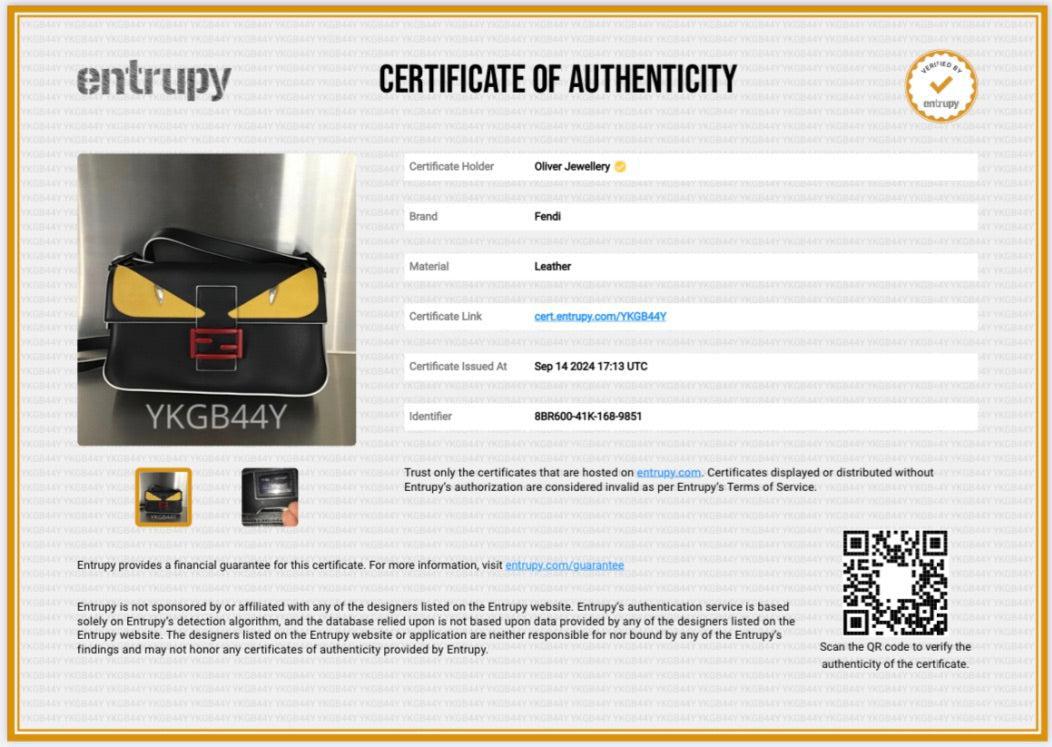 Fendi Black/Yellow Calf Leather Monster Eye Convertible Baguette Bag w/ Strap & Box