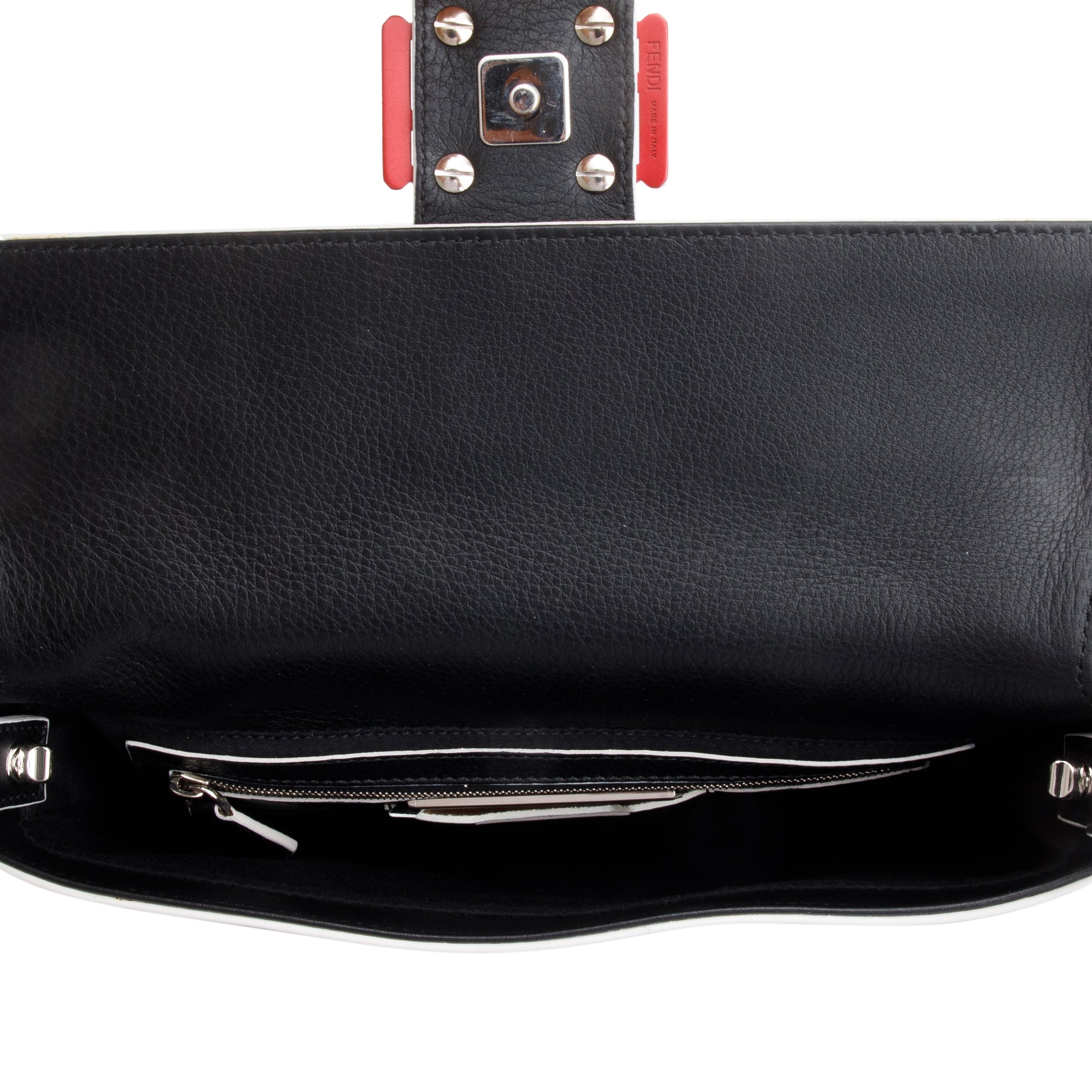 Fendi Black/Yellow Calf Leather Monster Eye Convertible Baguette Bag w/ Strap & Box