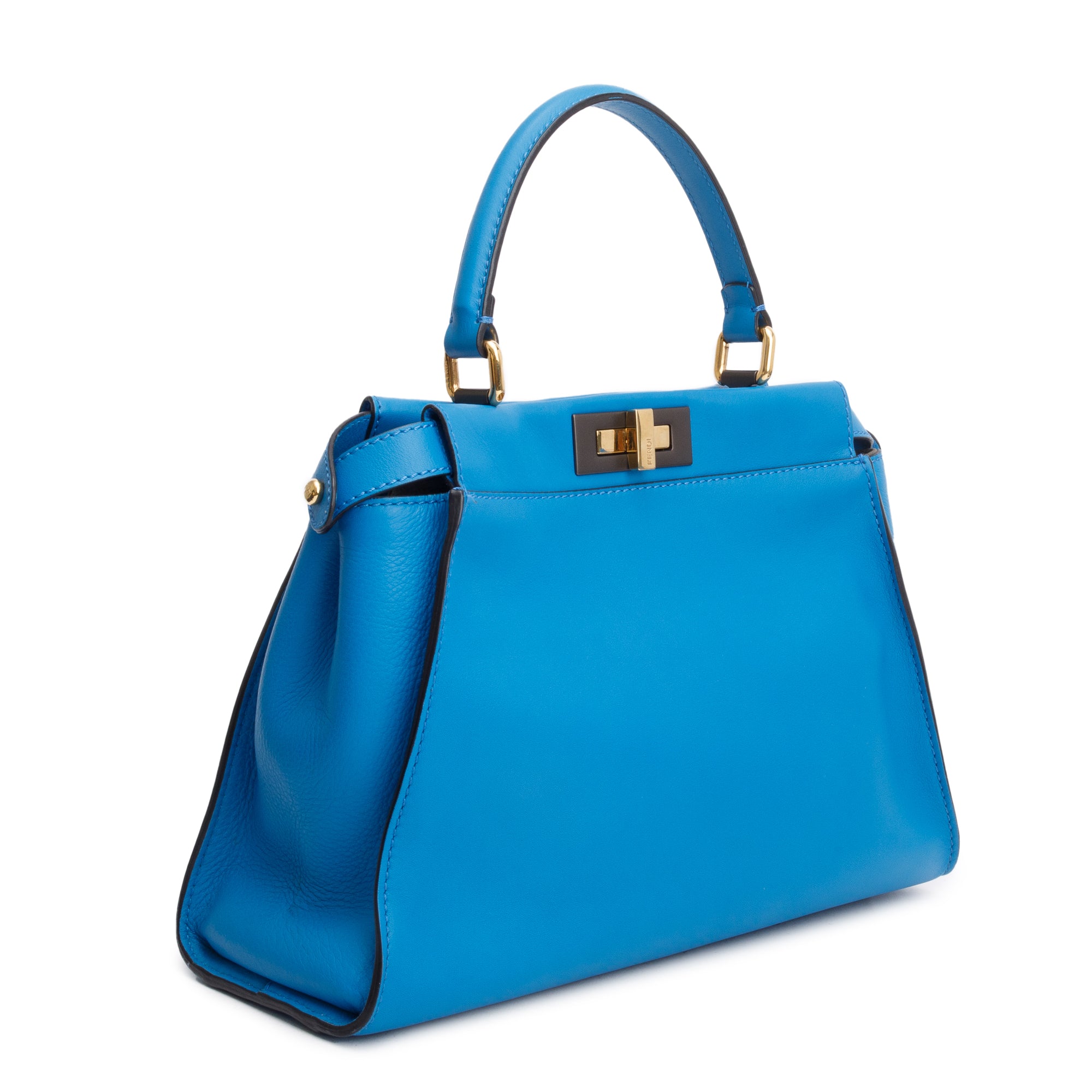 Fendi Blue Calfskin Leather Medium Peekaboo Bag w/ Strap