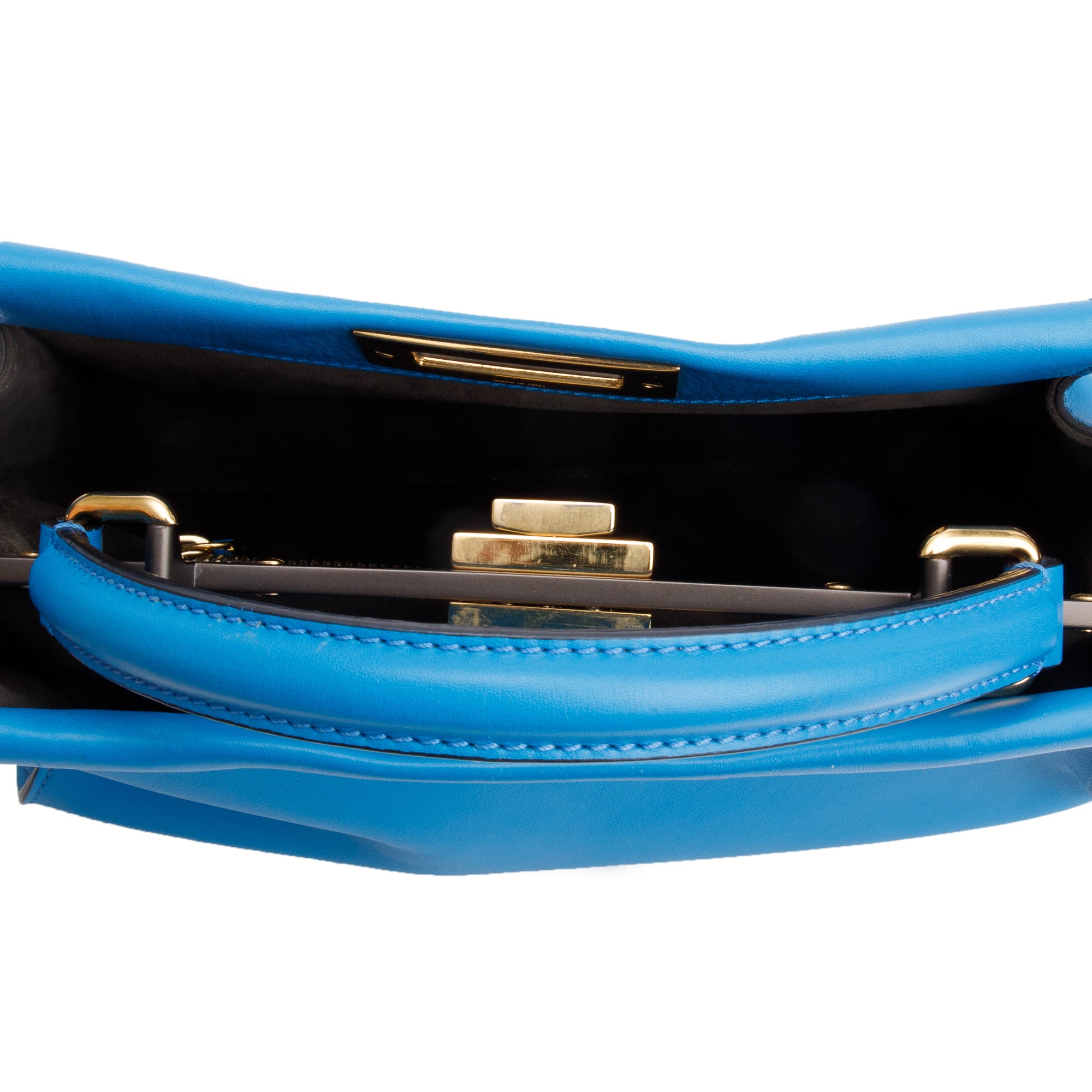 Fendi Blue Calfskin Leather Medium Peekaboo Bag w/ Strap