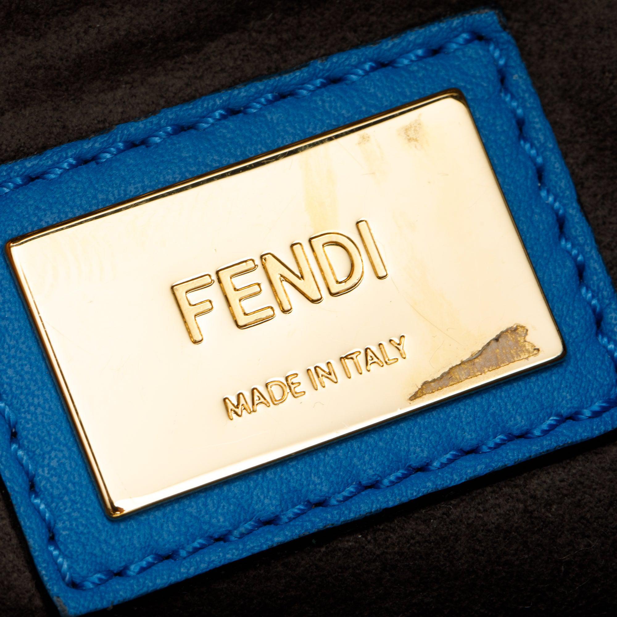 Fendi Blue Calfskin Leather Medium Peekaboo Bag w/ Strap