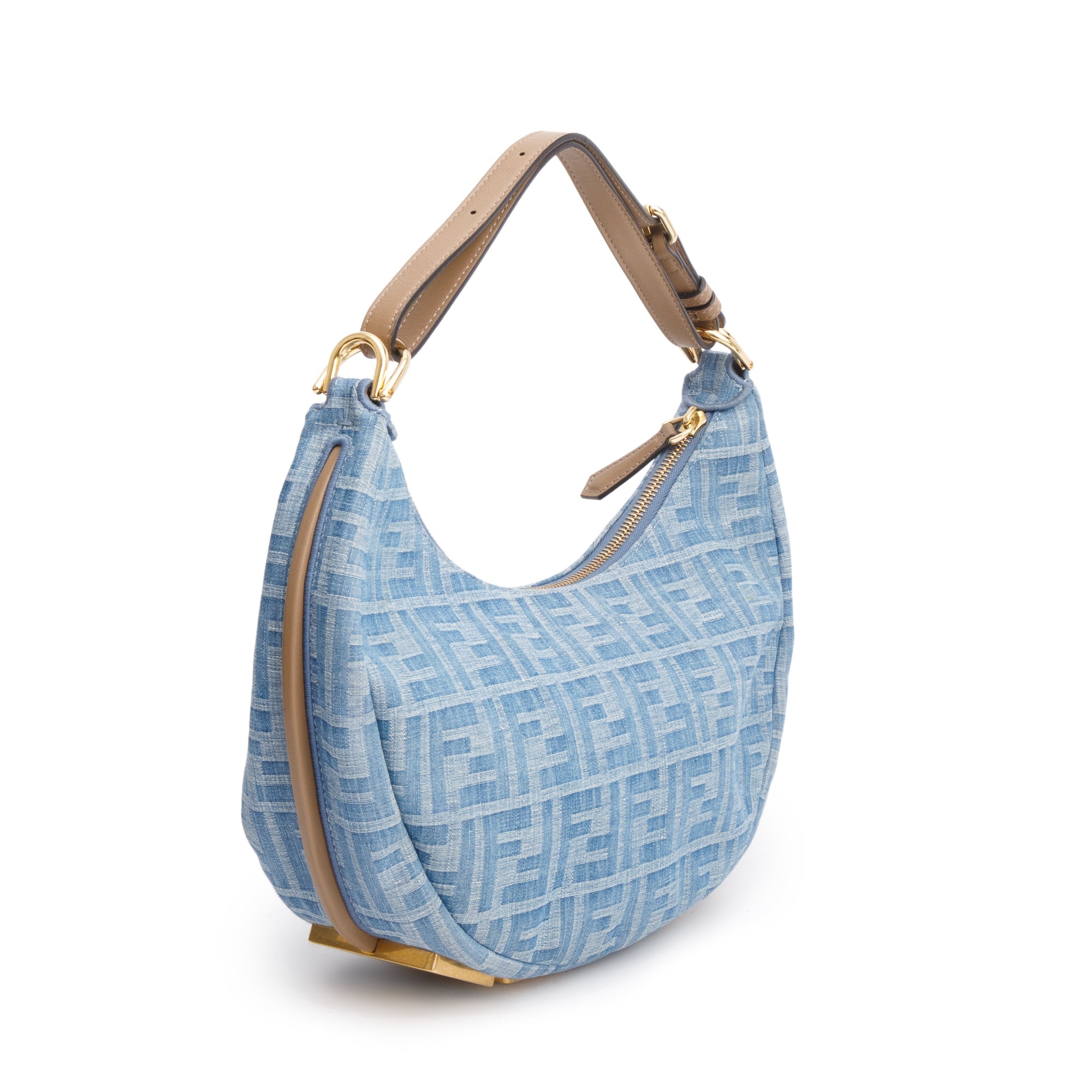 Fendi Blue FF Denim Small Fendigraphy Bag