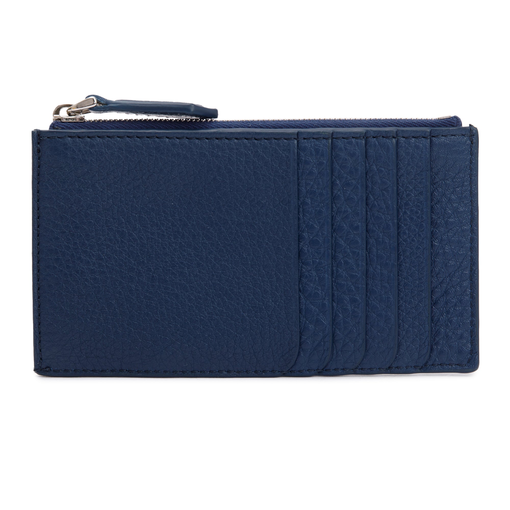 Fendi Blue Leather Zipped Card Case w/ Box