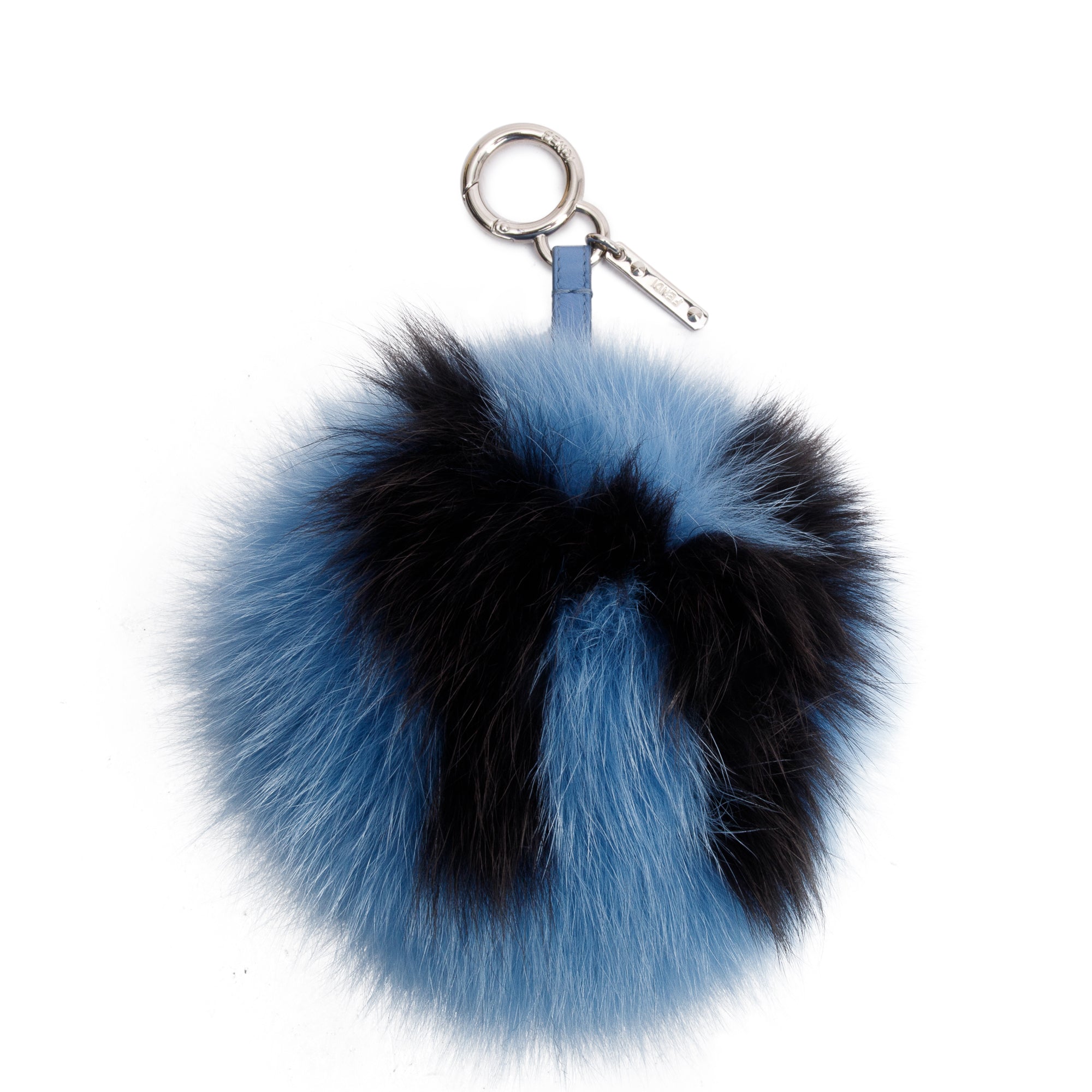 Fendi Blue Mink Fox Fur Alphabet 'H' Pompom Bag Charm