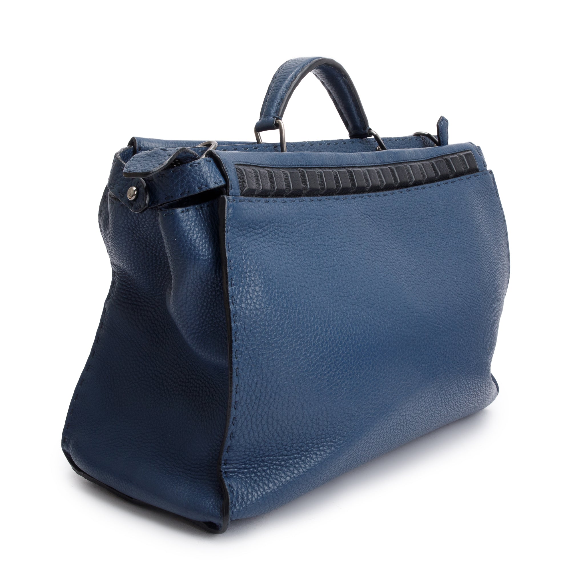 Fendi Blue Selleria Leather Studded XL Peekaboo Bag w/ Strap