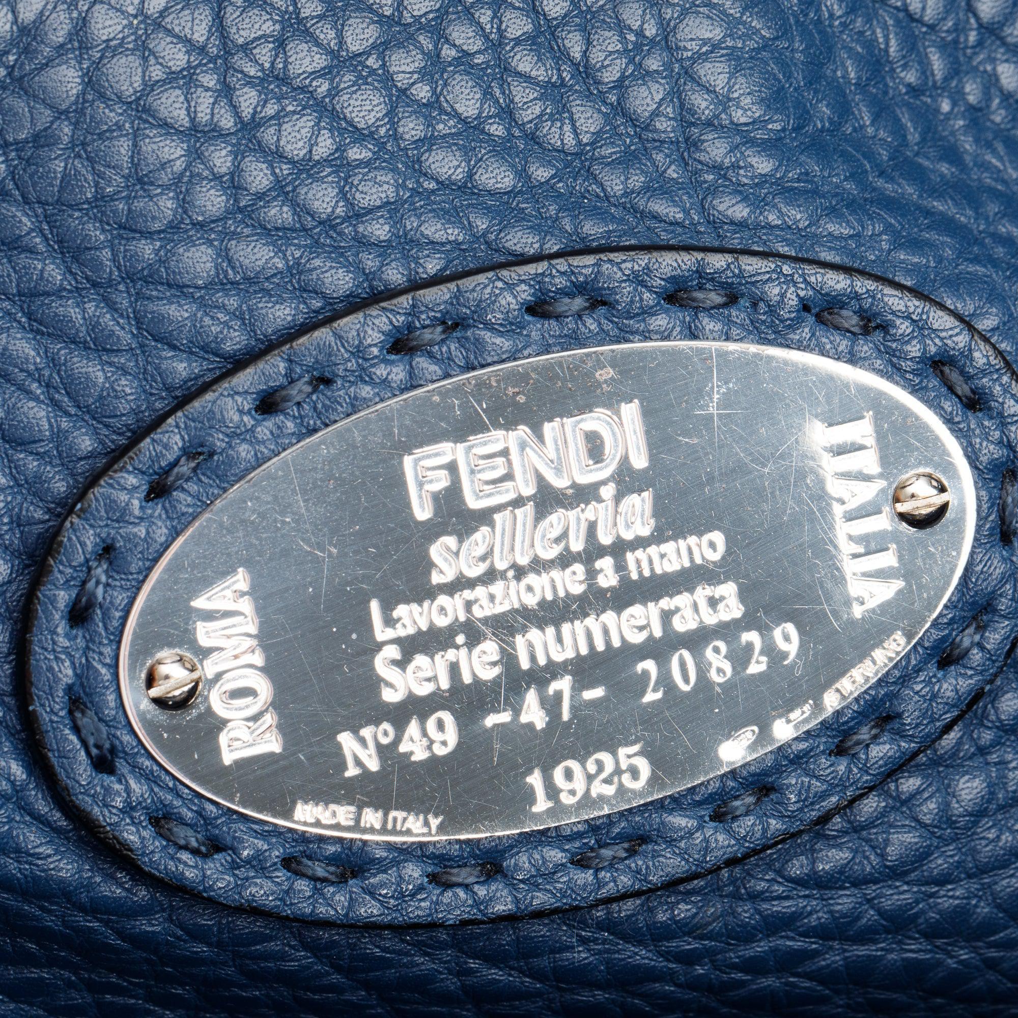 Fendi Blue Selleria Leather Studded XL Peekaboo Bag w/ Strap