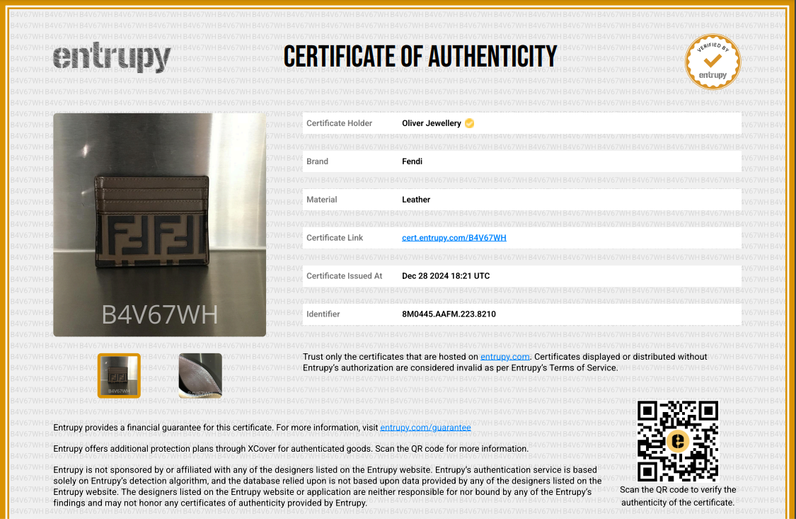 Fendi Brown & Black Vitello Soft FF Embossed Leather Card Holder w/ Box & Receipt