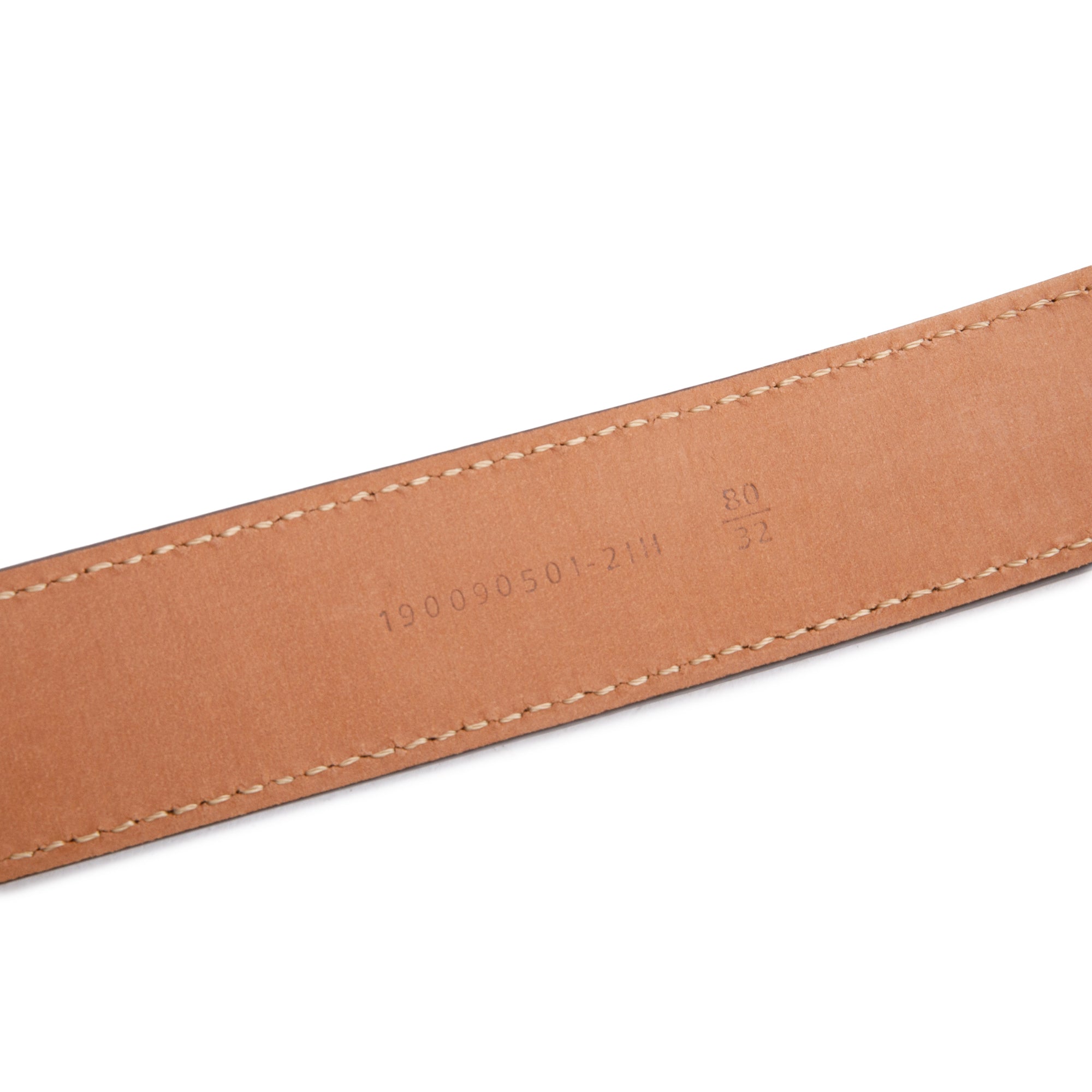 Fendi Brown Calfskin Leather Rectangle FF Buckle Belt 80 32