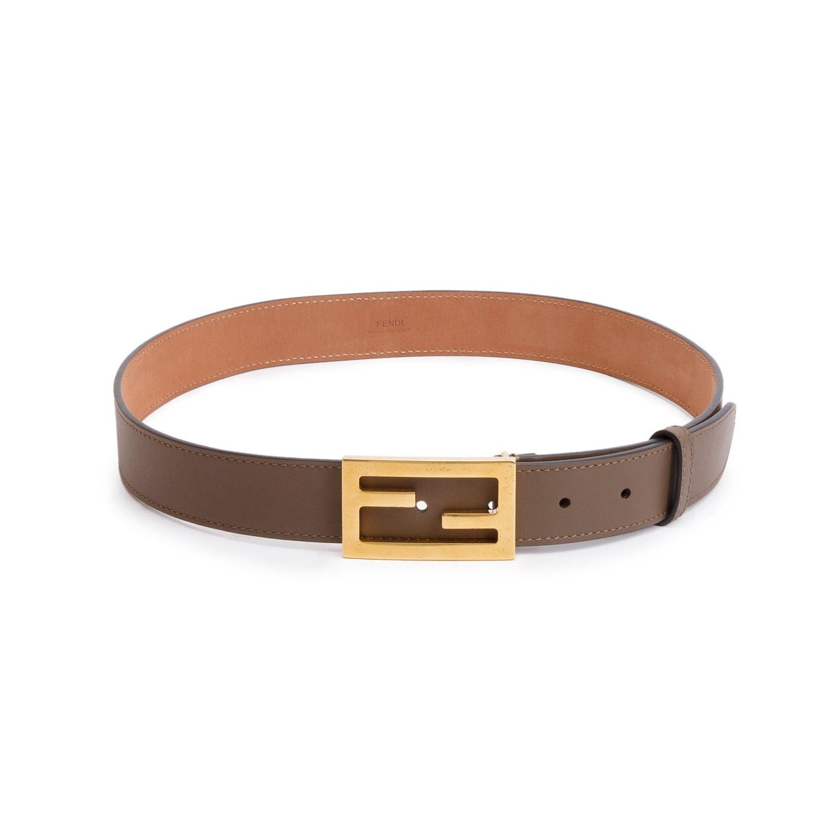 FENDI ベルト　80/32 Fendi Brown Calfskin Leather Rectangle FF Buckle Belt 80 32 – OLIVER'S