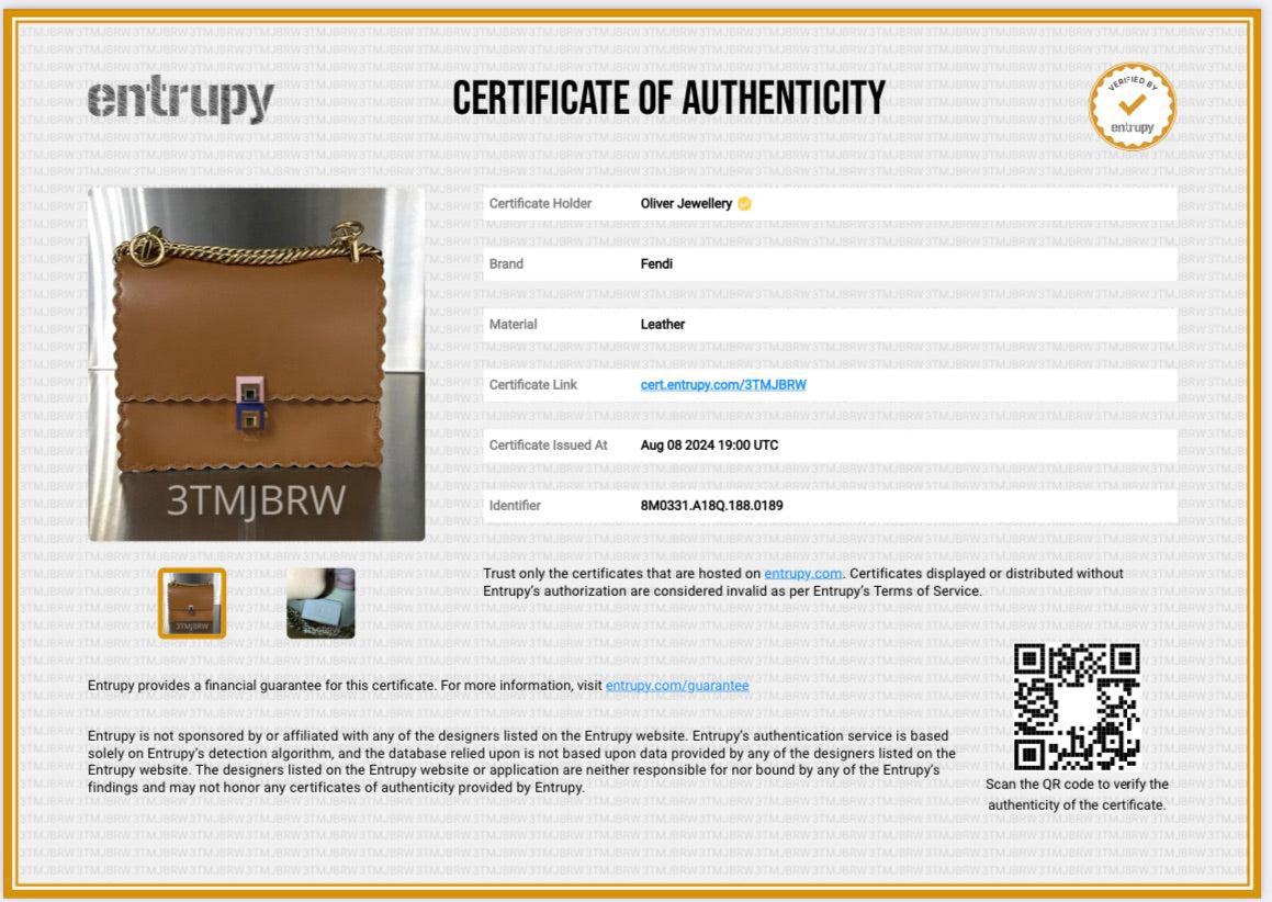 Fendi Brown Calfskin Leather Small Kan I Scallop Shoulder Bag