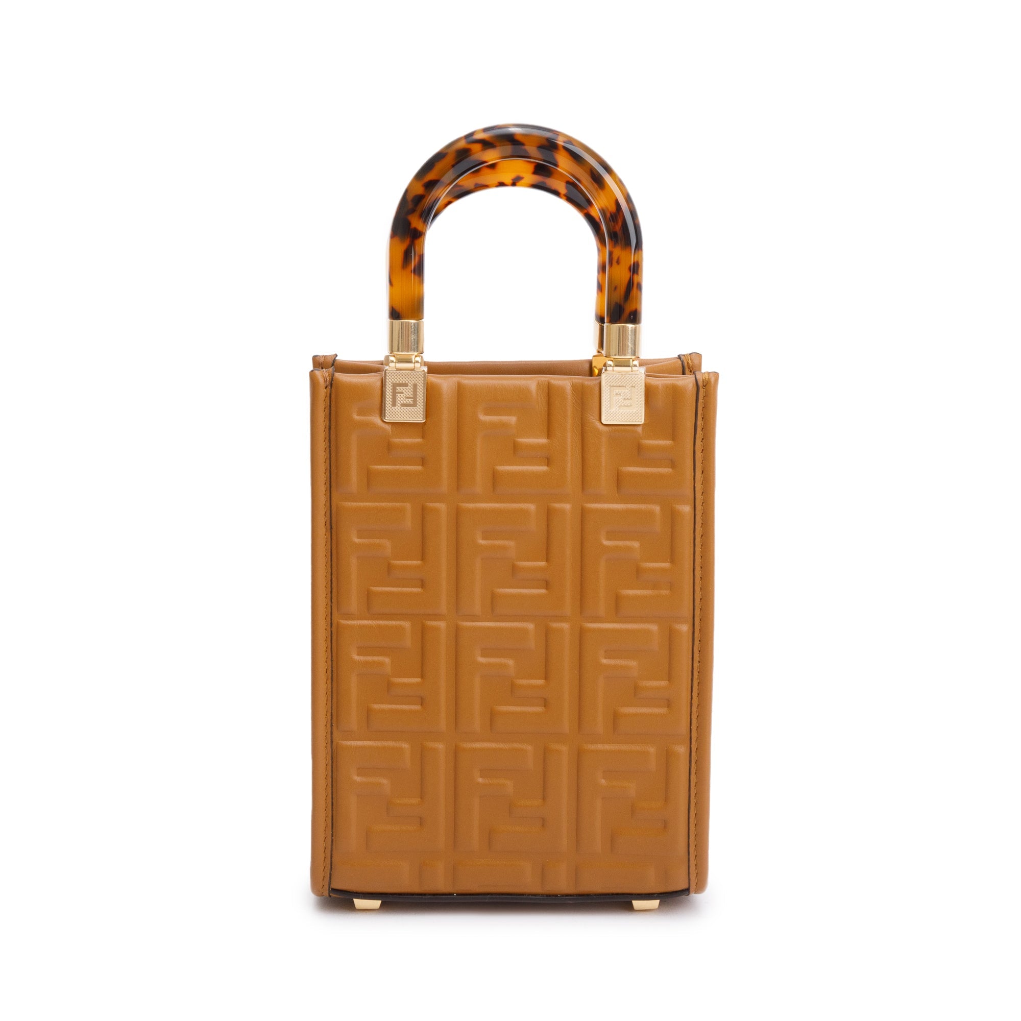 Fendi Brown FF Embossed Leather Mini Sunshine Shopper Tote