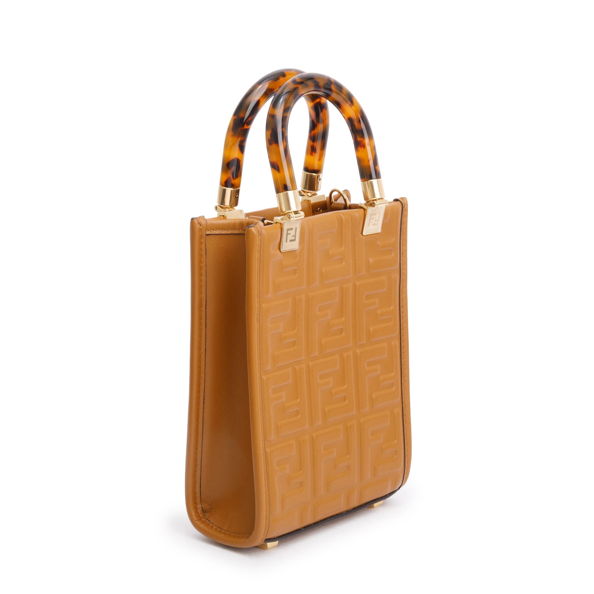 Fendi Brown FF Embossed Leather Mini Sunshine Shopper Tote