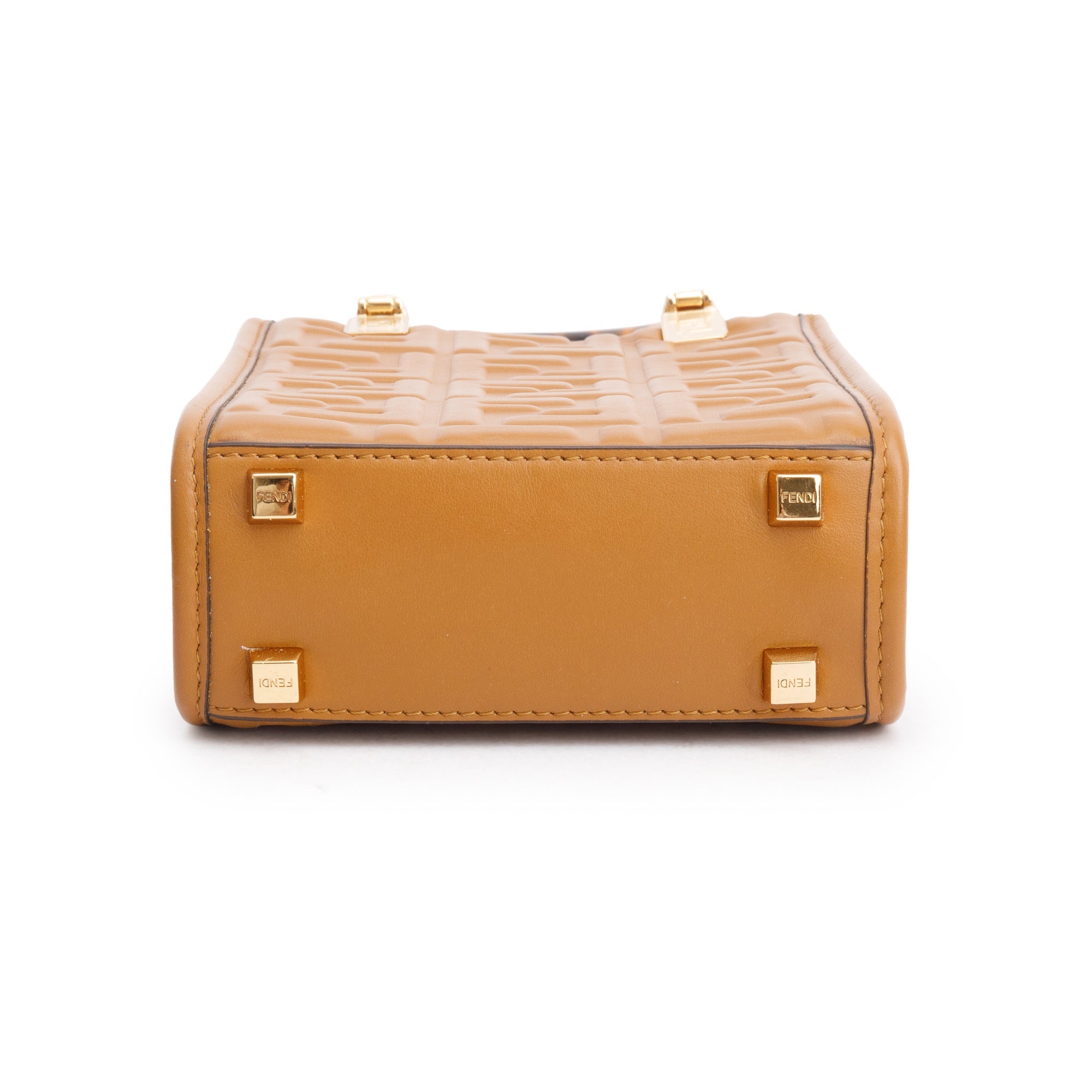 Fendi Brown FF Embossed Leather Mini Sunshine Shopper Tote