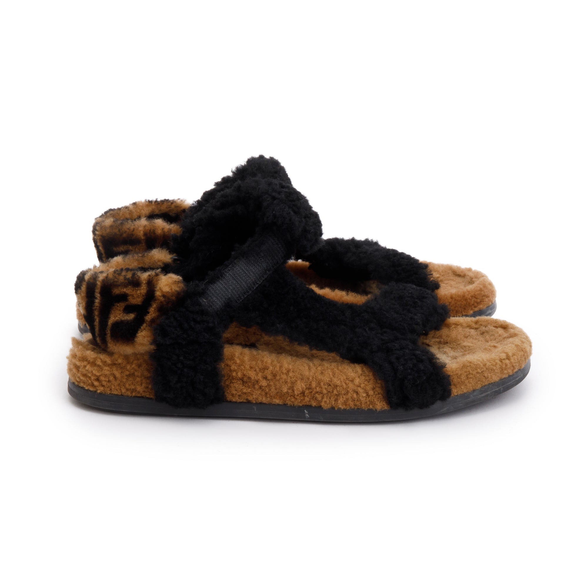 Fendi Brown FF Fur Fendi Feel Sandals, Size 37