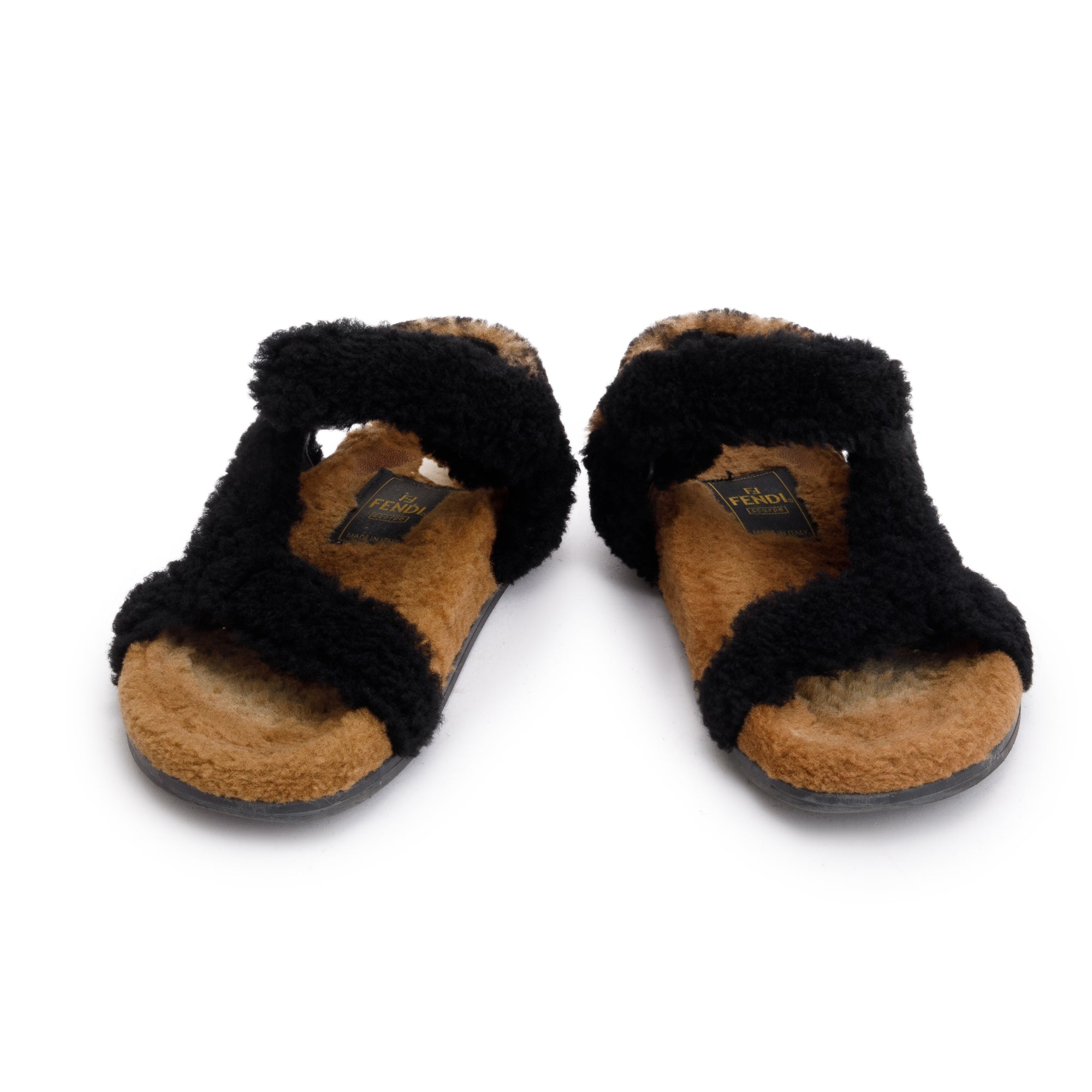 Fendi Brown FF Fur Fendi Feel Sandals, Size 37