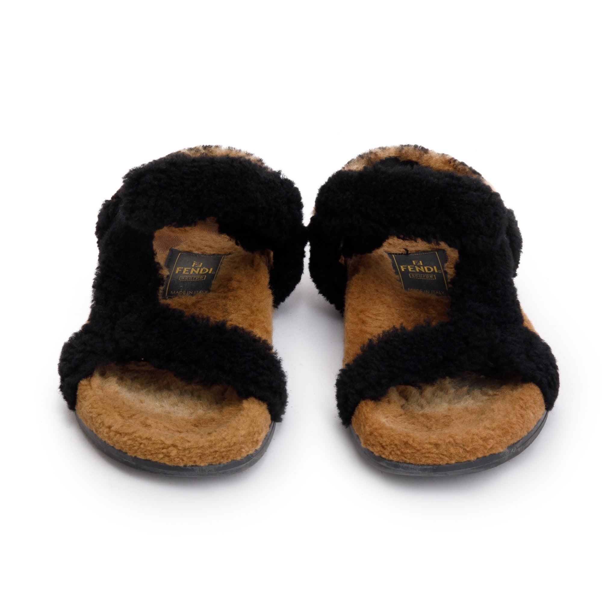 Fendi Brown FF Fur Fendi Feel Sandals, Size 37