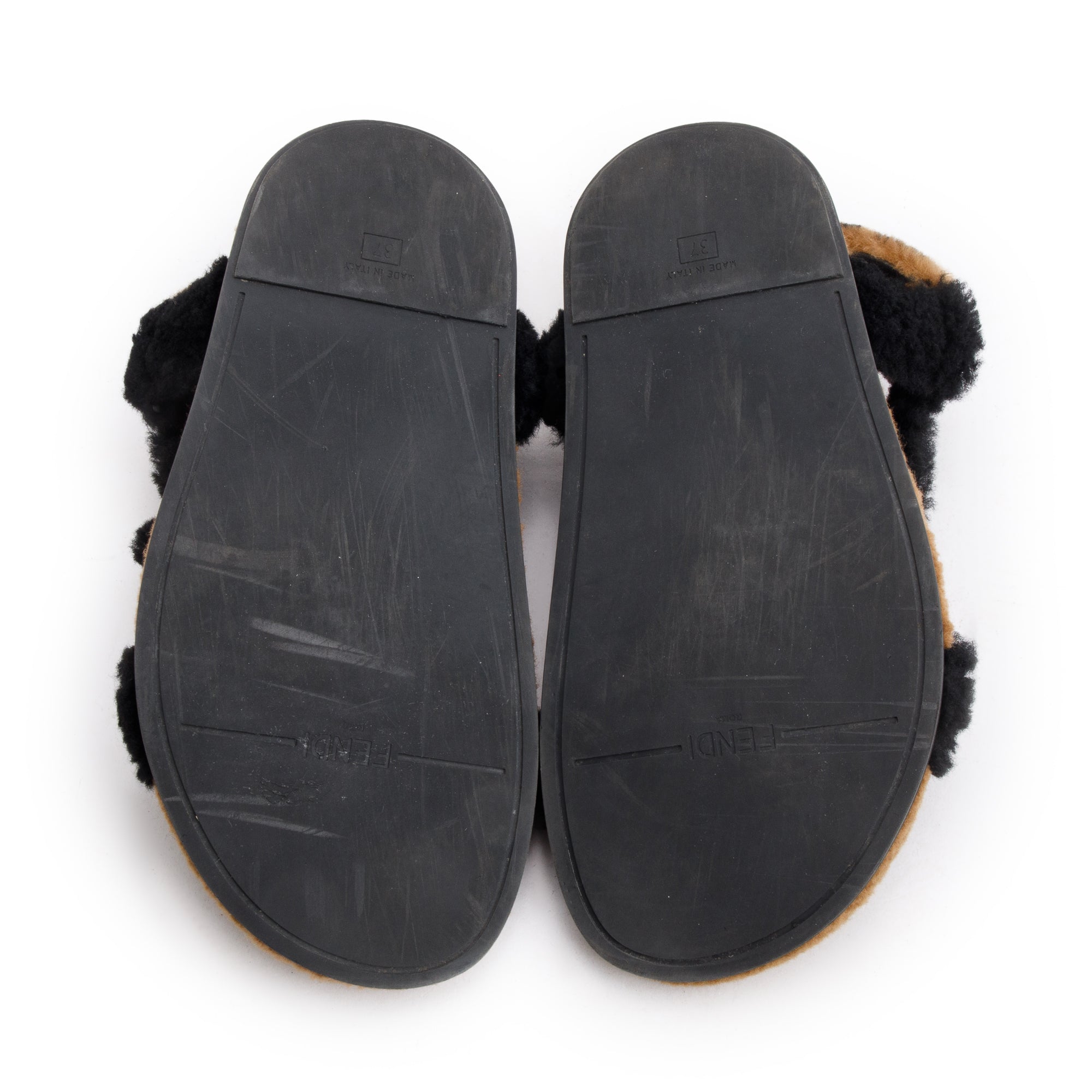 Fendi Brown FF Fur Fendi Feel Sandals, Size 37