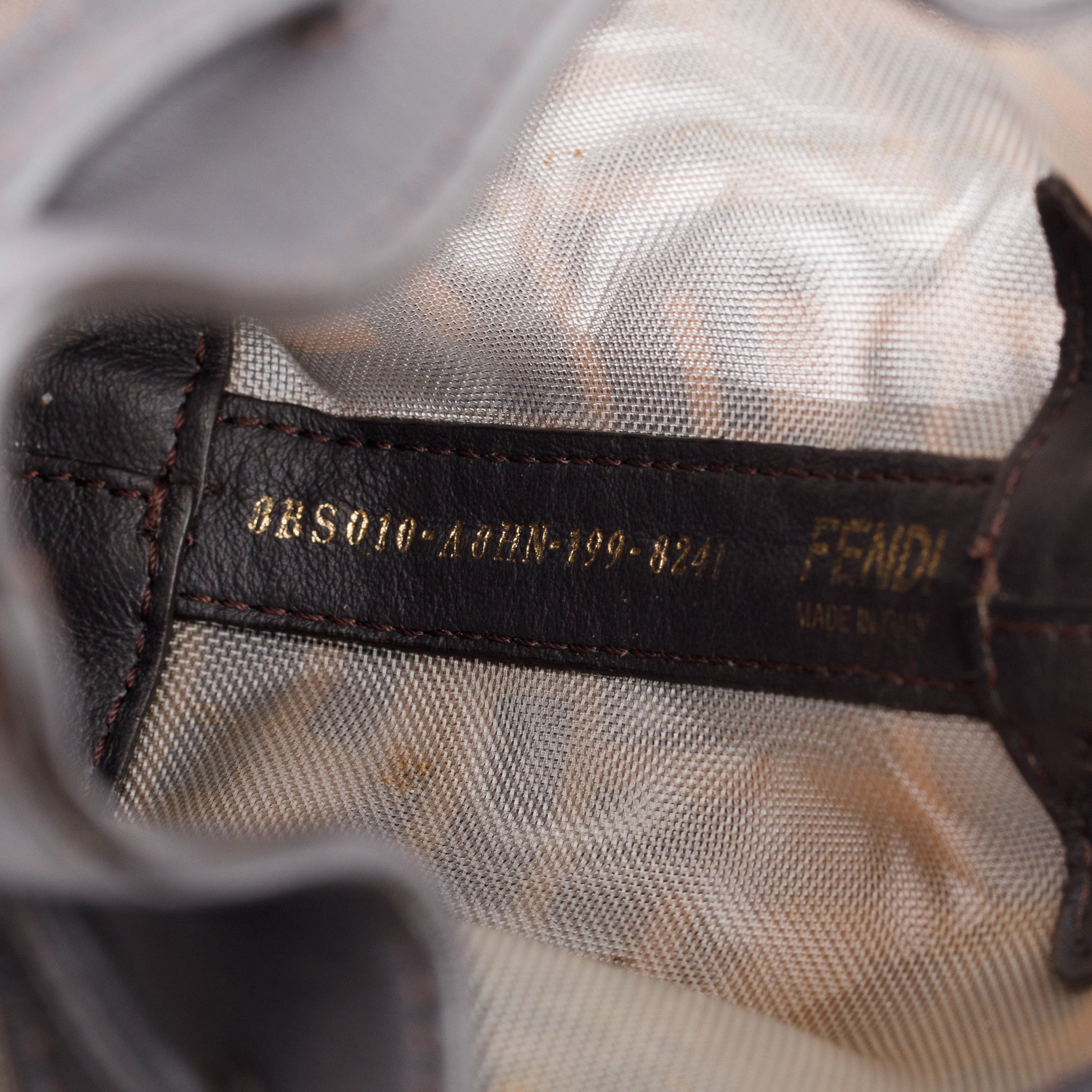 Fendi Brown FF Mesh Leather Trimmed Mini Mon Tresor Bucket Bag