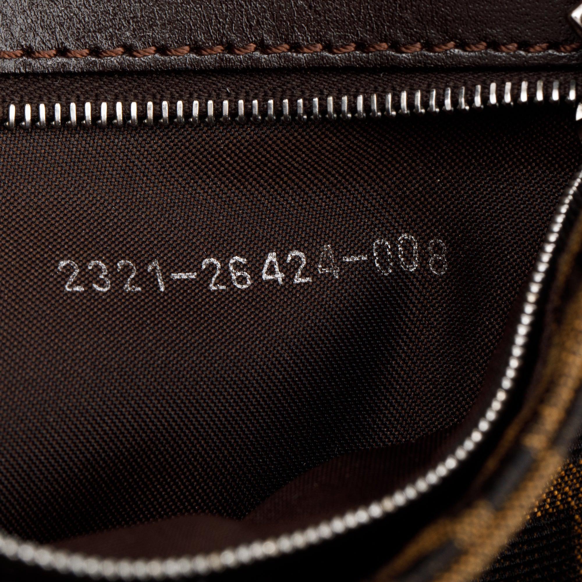 Fendi Brown FF Zucca Canvas Brown Leather Trim Baguette Shoulder Bag