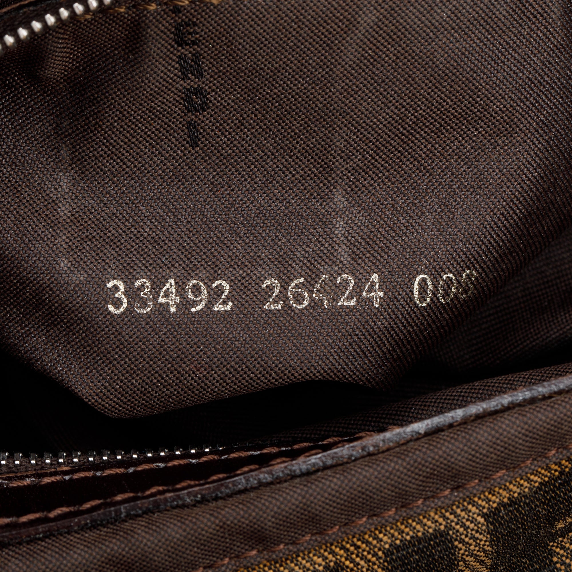 Fendi Brown FF Zucca Canvas Brown Leather Trim Baguette Shoulder Bag