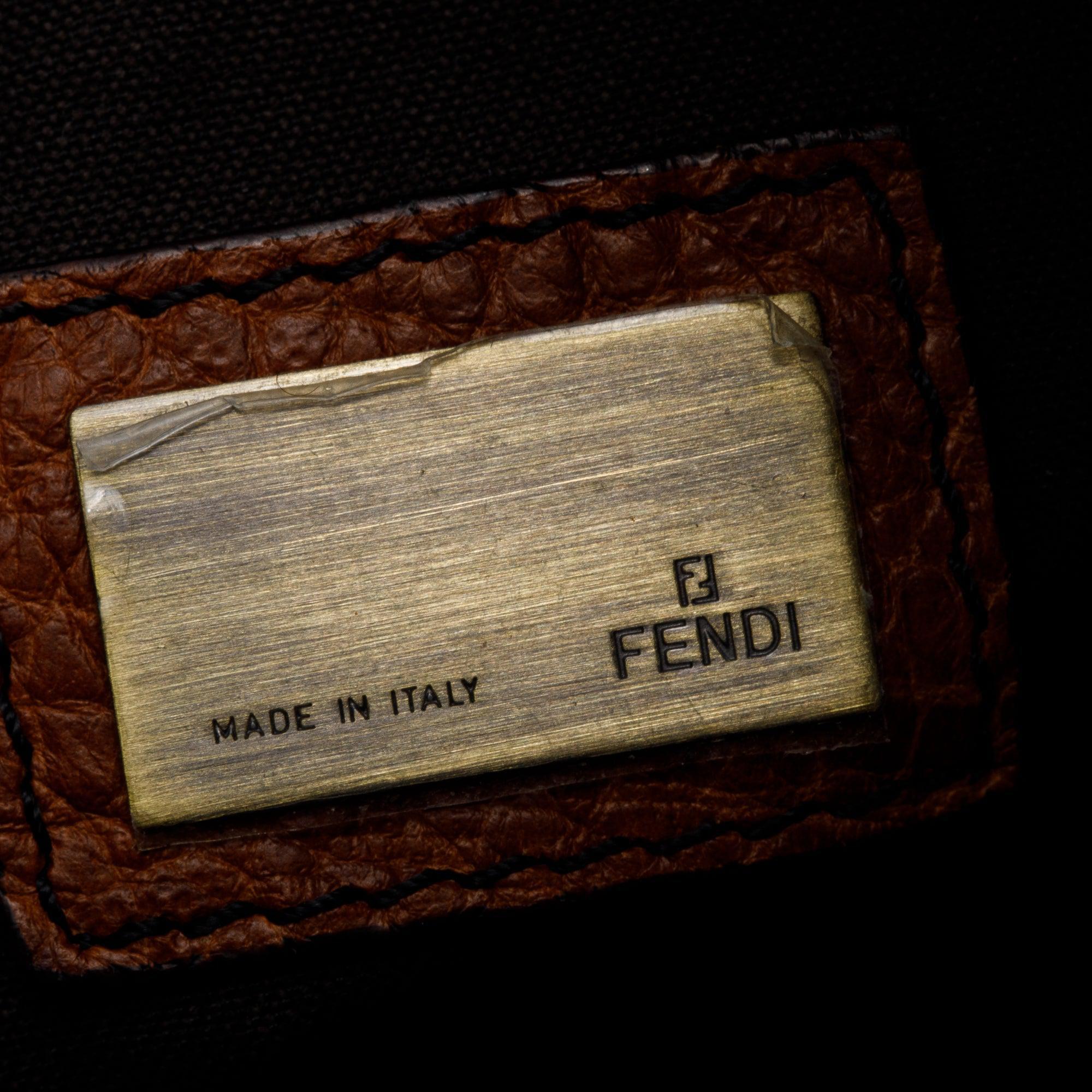 Fendi Brown FF Zucca Canvas Brown Leather Trim Small Palazzo Drawstring Bucket Bag