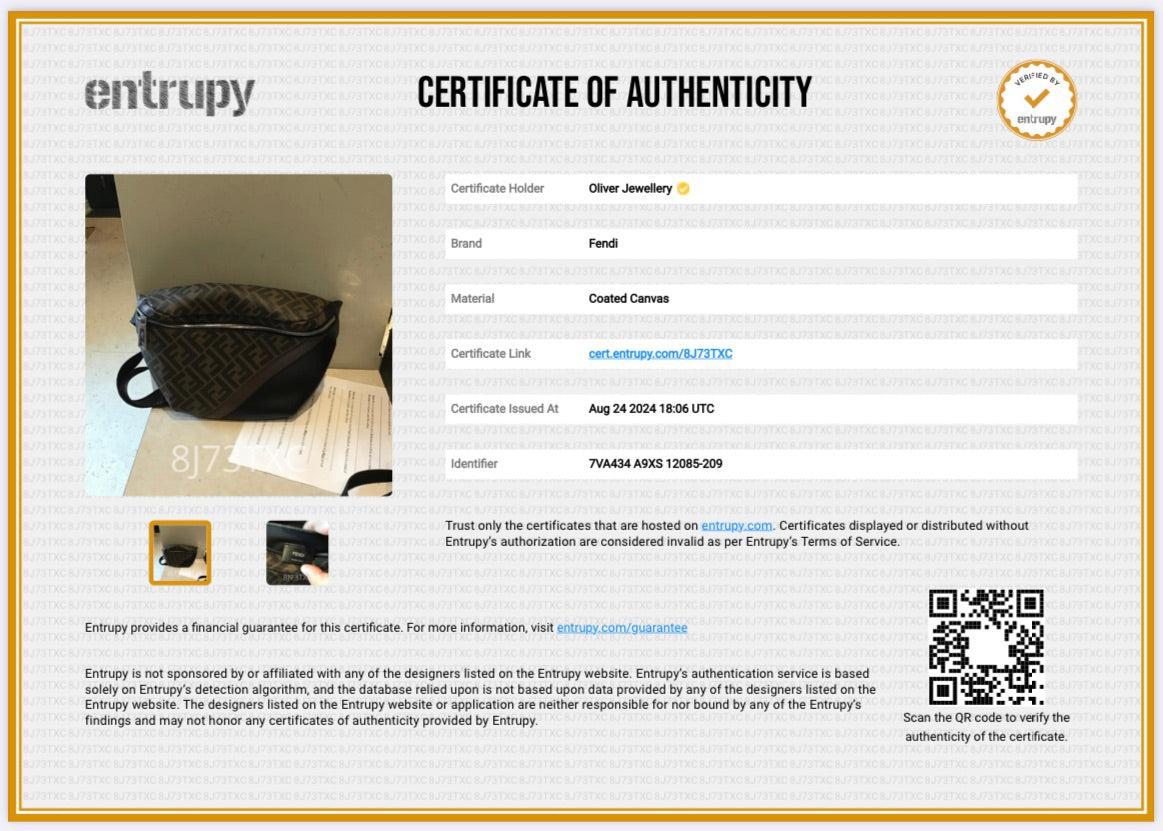 Fendi Brown FF Zucca Canvas Calfskin Leather 1974 Diagonal Belt Bag