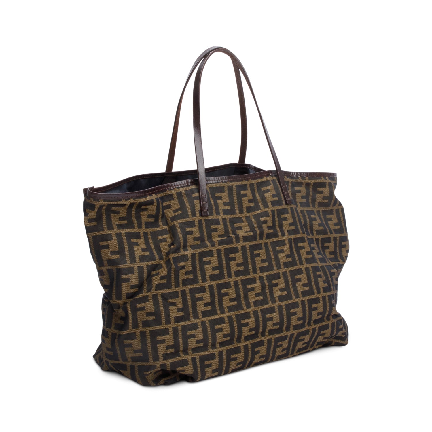 Fendi Brown FF Zucca Canvas Medium Roll Tote w/ Pouch