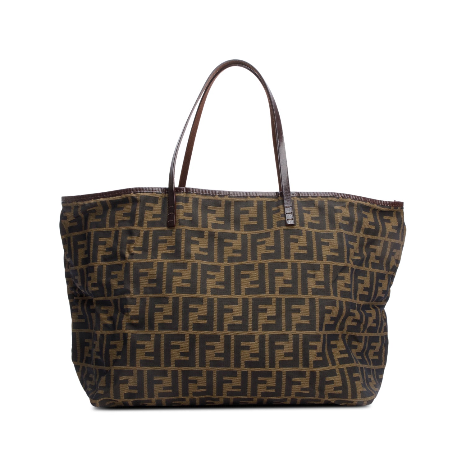 Fendi Brown FF Zucca Canvas Medium Roll Tote w/ Pouch