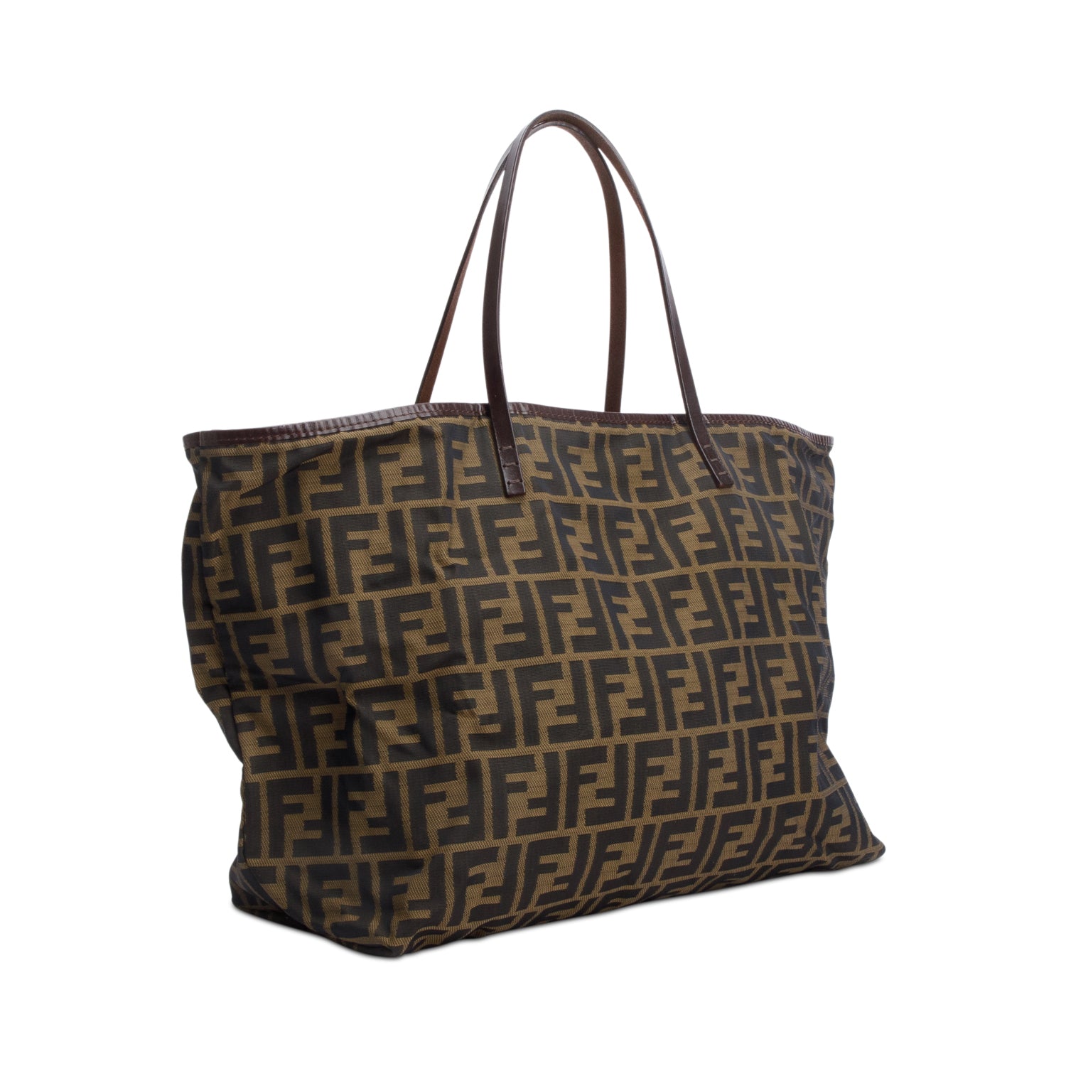 Fendi Brown FF Zucca Canvas Medium Roll Tote w/ Pouch