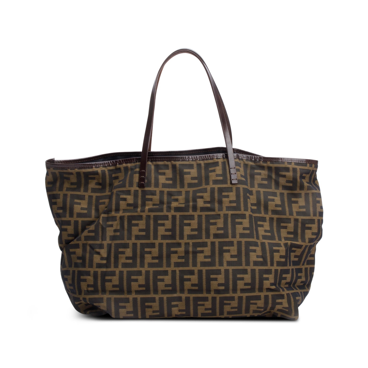 Fendi Brown FF Zucca Canvas Medium Roll Tote w/ Pouch