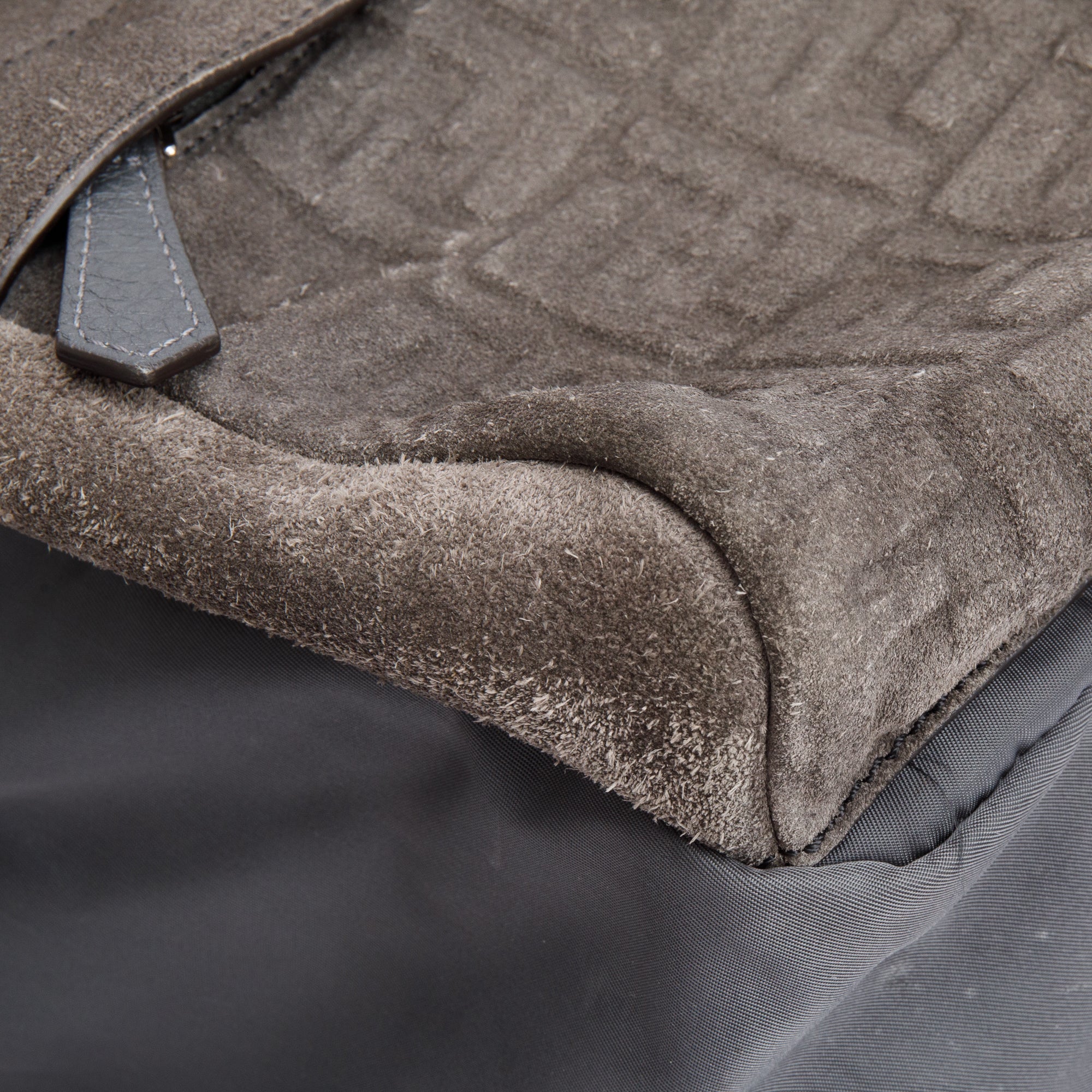 Fendi Brown FF Zucca Embossed Suede Grey Nylon Medium Fendiness Roma Backpack