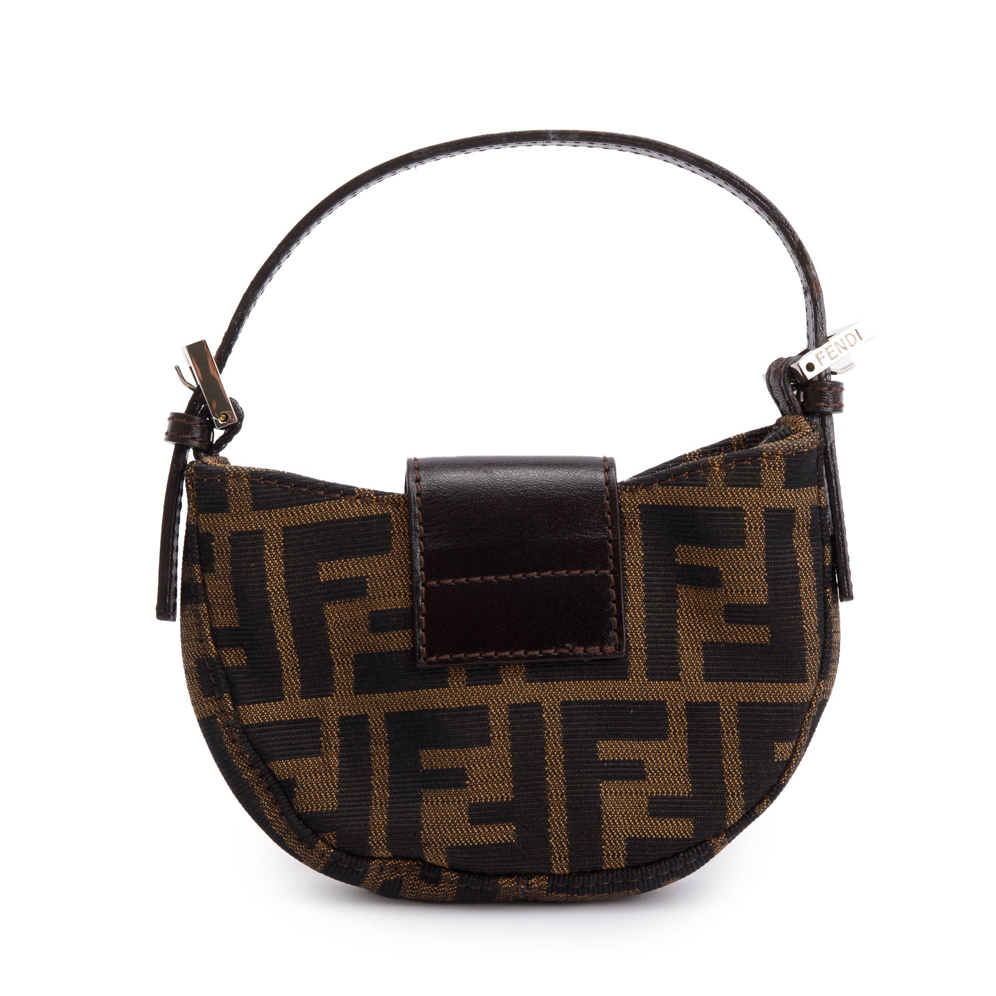Fendi Brown FF Zucca Micro Baguette Hobo